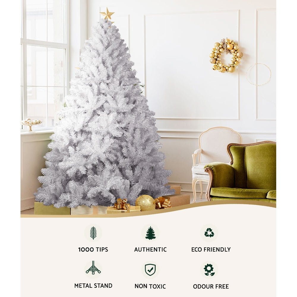 2.1M White Christmas Tree with 1000 Tips - Premium Xmas Tree Decorations for Home, Office & Holiday Parties