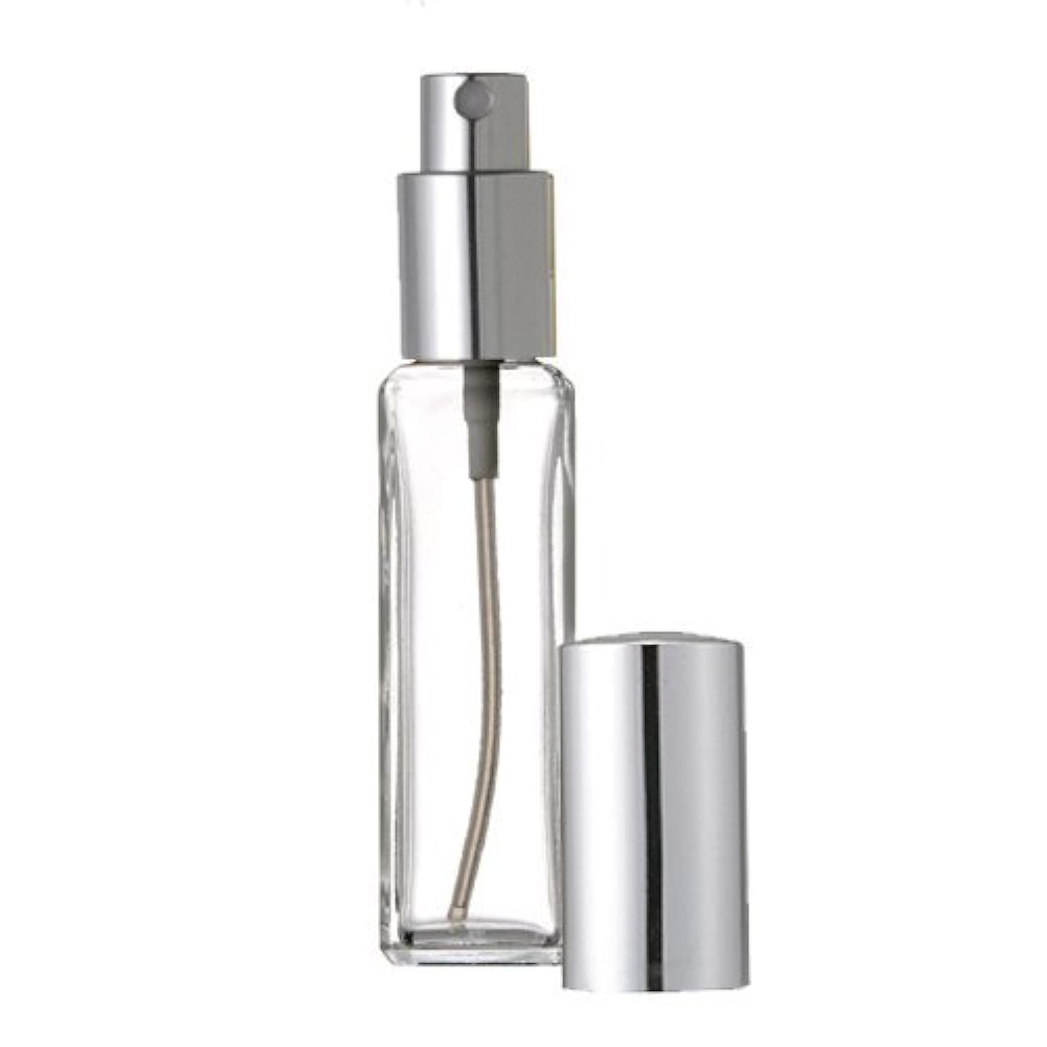 Premium 1 Oz (30ml) Empty Refillable Glass Perfume Atomizer Bottle with Sprayer & Cap - Square Tall Design for Aromatherapy, Travel & Gift Sets - Set of 4 Silver Sprayer Bottles - Perfect for DIY Perfumes, Essential Oils & Luxury Fragrances