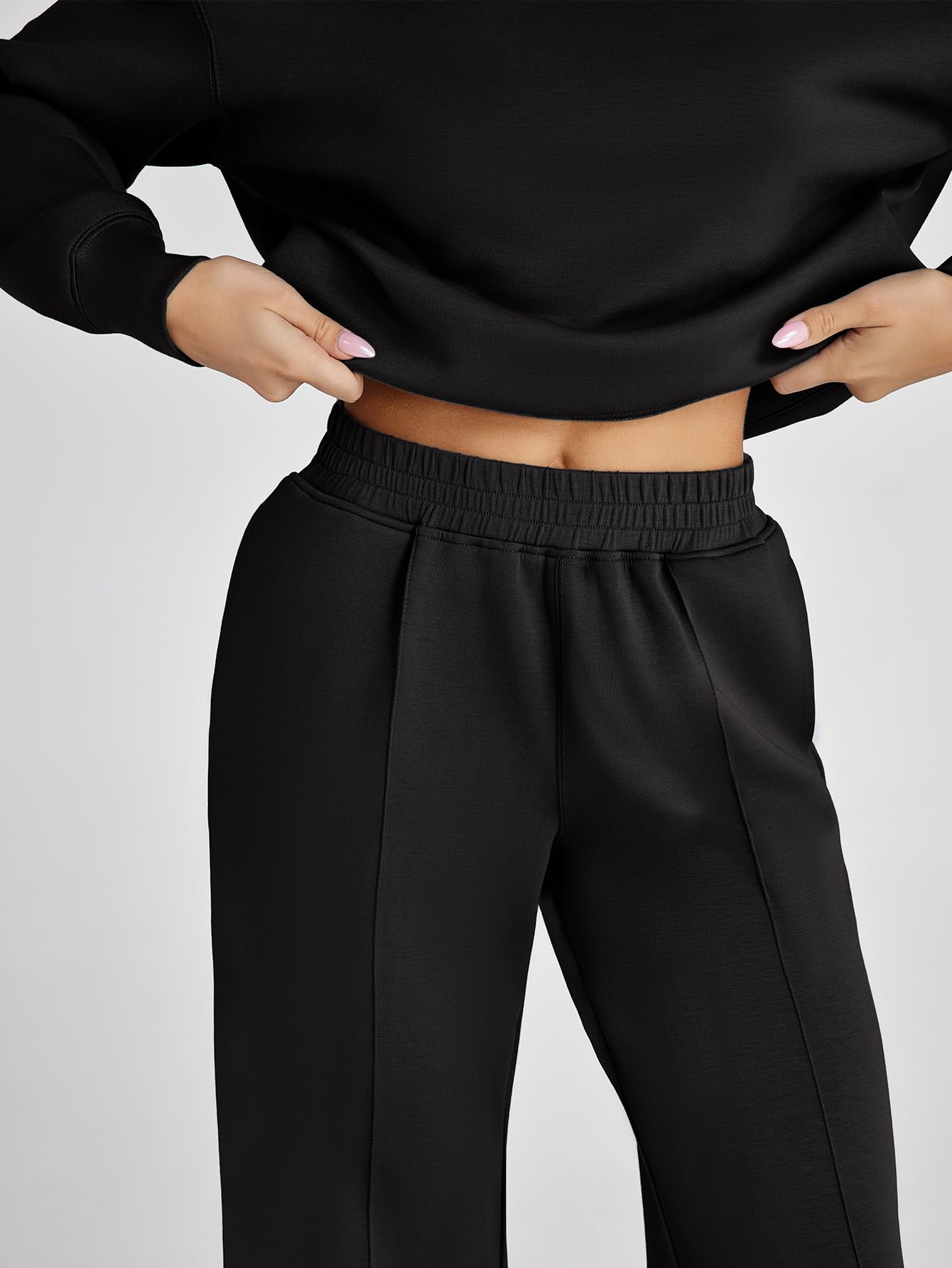 Glamaker Women's 2 Piece Sweatsuit Set - Long Sleeve Pullover Top & Wide Leg Lounge Pants - Casual Fall Outfit for Home, Travel & Yoga