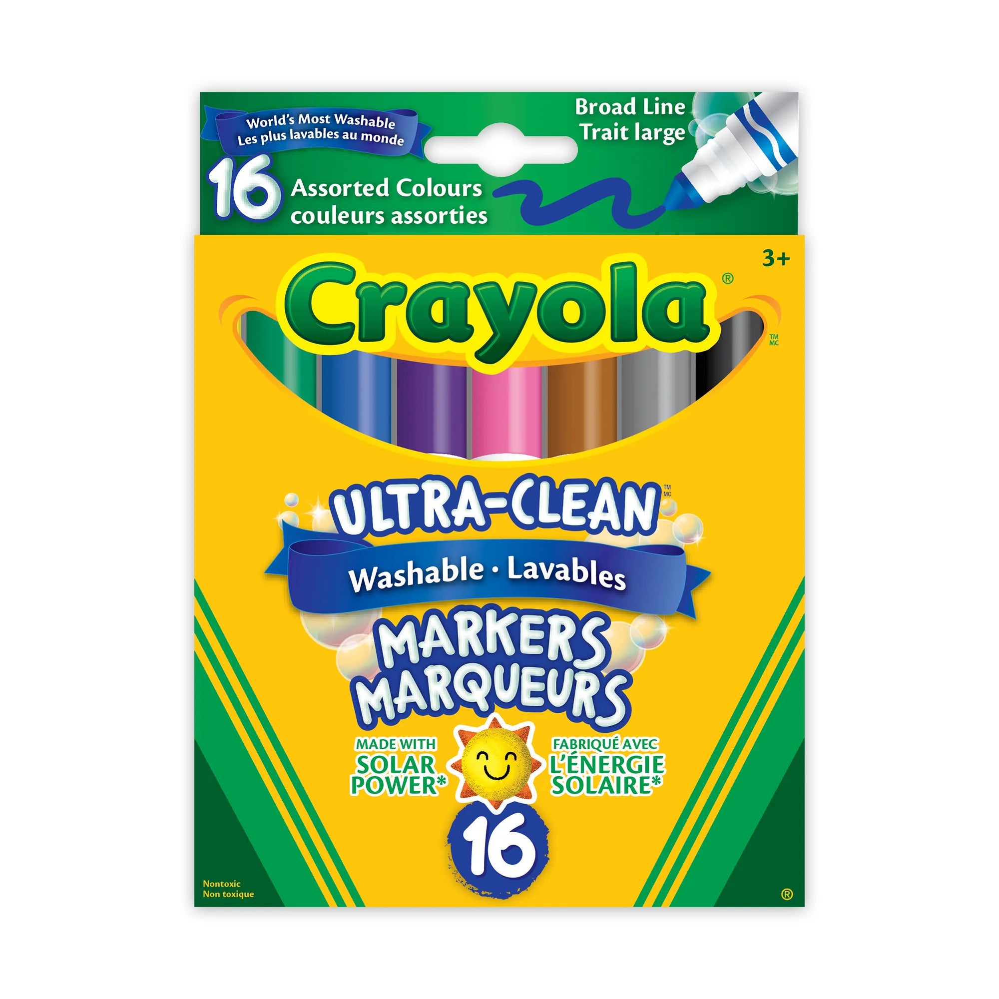 Crayola Washable Broad Line Markers (16 Count) - Vibrant Colors for Kids Art Projects, School Supplies & Classroom Activities