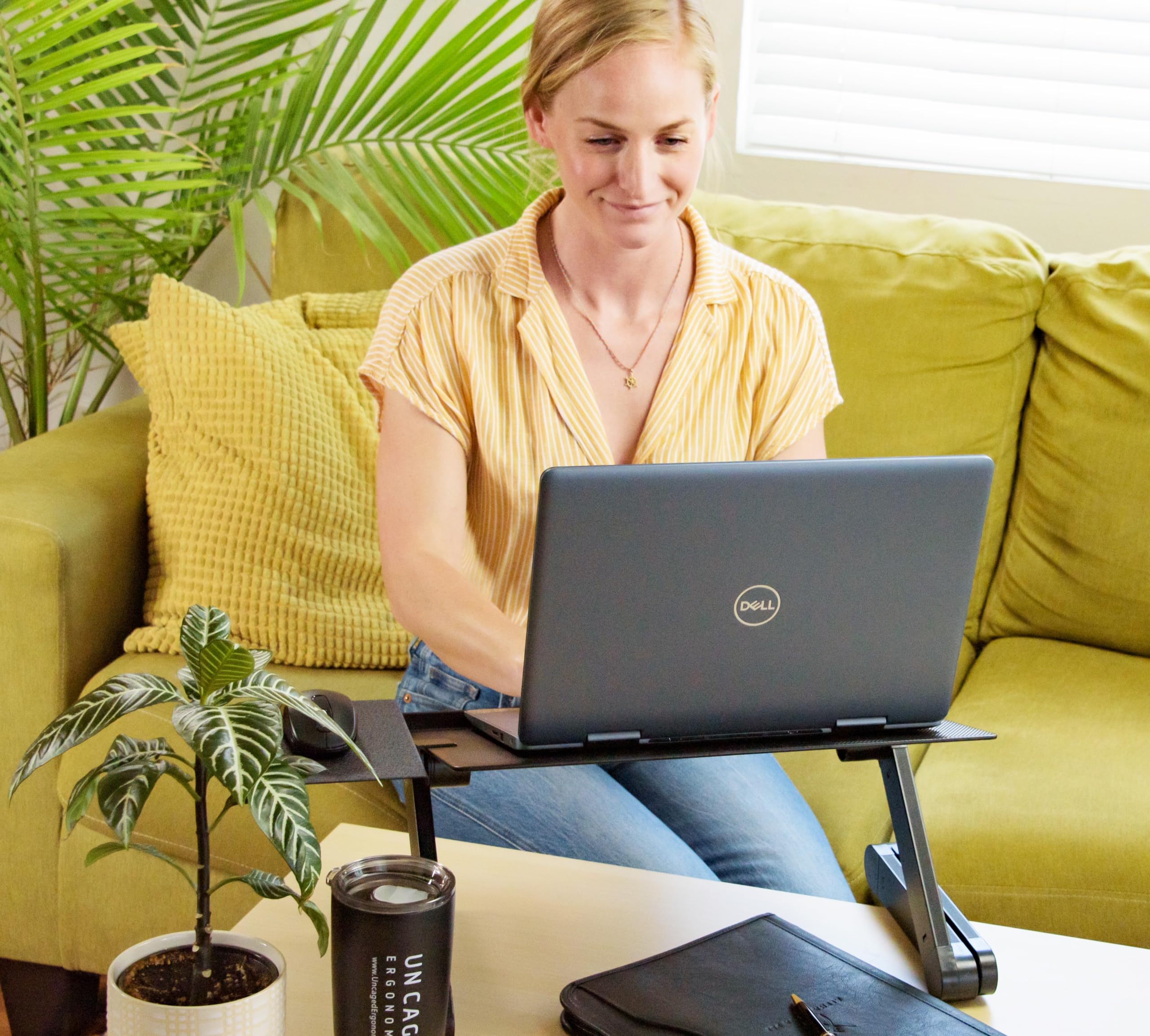 Uncaged Ergonomics Workez Adjustable Laptop Stand for Desk - Foldable Aluminum Laptop Riser with Height Adjustment & Cooling Function for Home Office, Bed, or Travel (XL-Gray) | Perfect for Working, Studying, or Watching Movies