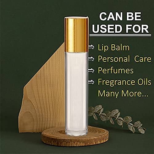 Zenvista 10ml Reusable Roll On Glass Bottles (Pack of 10) - Empty Refillable Essential Oil Bottles for DIY Perfume, Aromatherapy, Lip Balm | Clear Travel-Friendly Roller Bottles | Perfect for Home Spa, Yoga, Meditation & Gift Sets