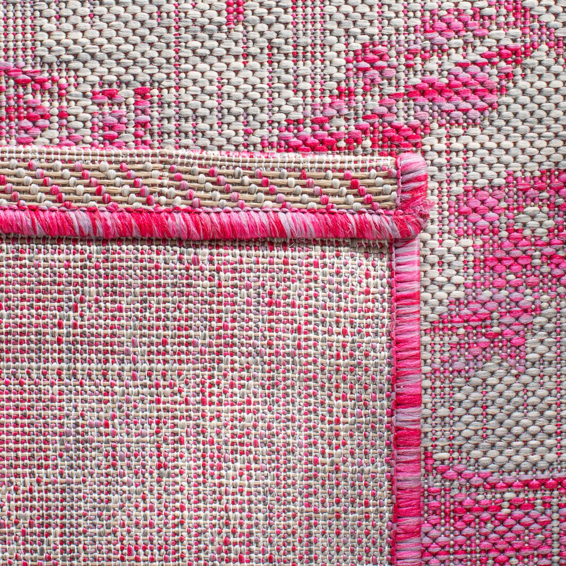SAFAVIEH Courtyard Collection 8' x 10' Fuchsia Grey Indoor Outdoor Waterproof Rug - Easy Clean, Stain Resistant for Patio, Backyard, Mudroom, Deck & Poolside (CY8231)