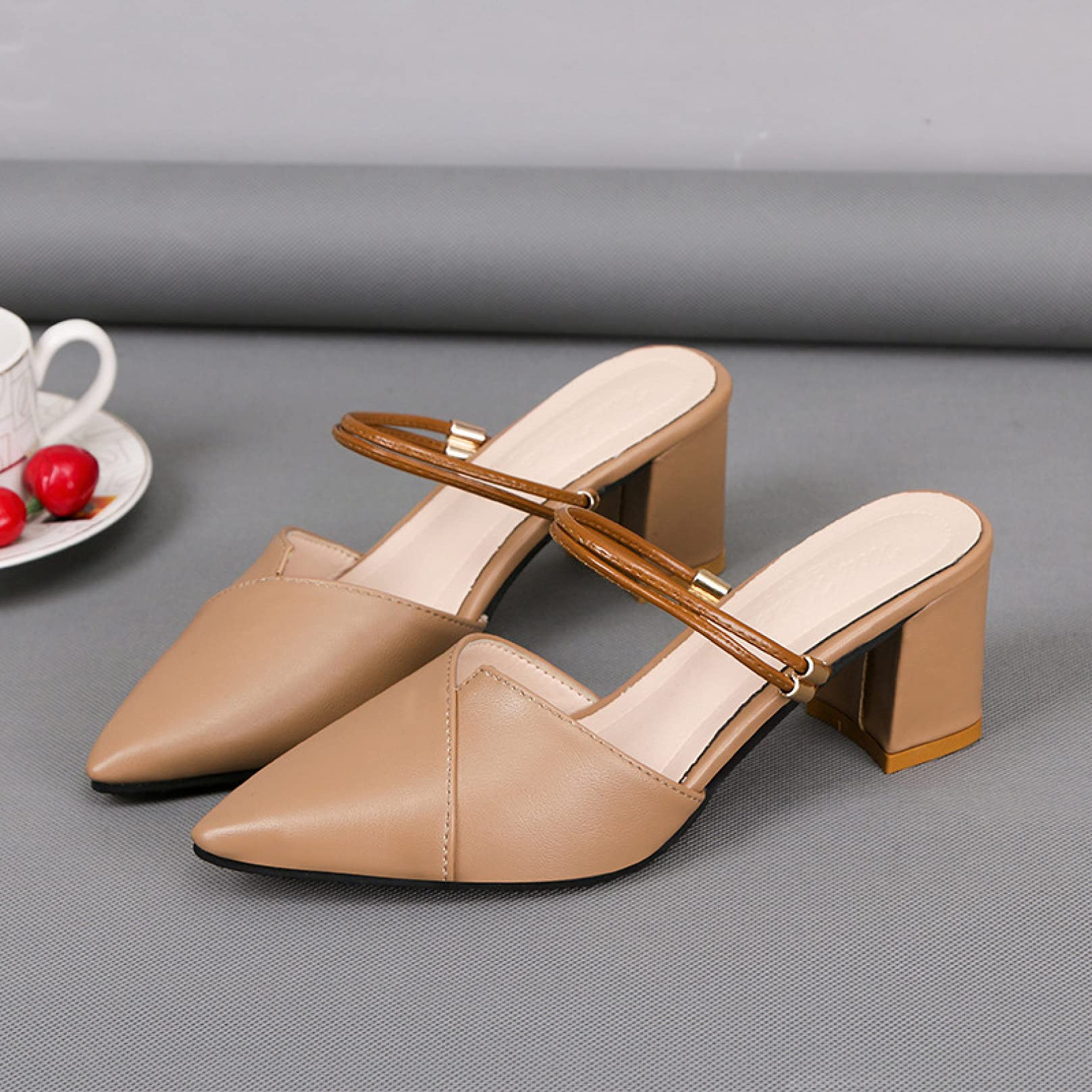 Women's Block Heel Mule Shoes - Comfortable Closed Pointy Toe Slip-On Dress Shoes | Backless Slippers for Office, Party & Casual Wear