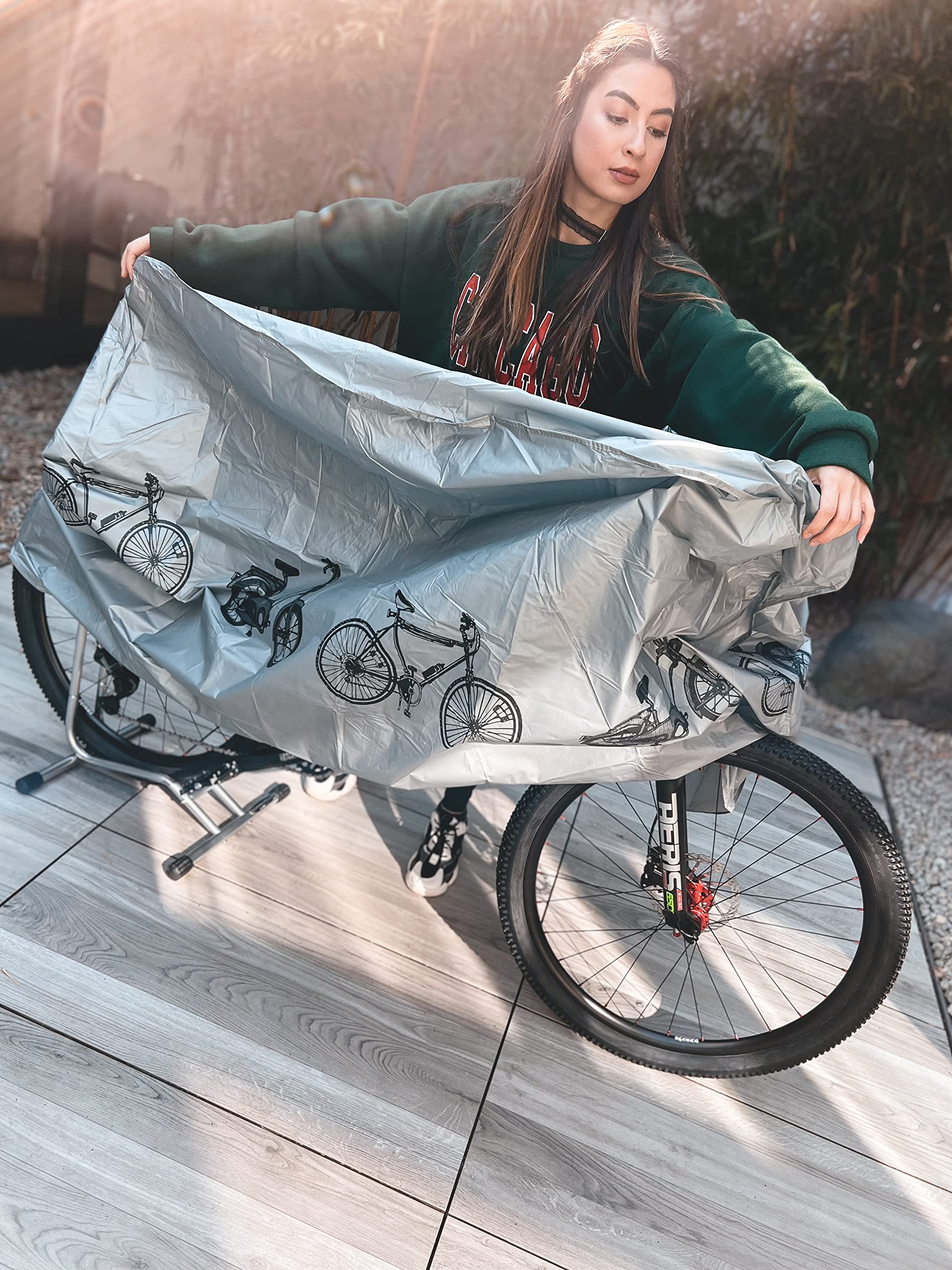 Ventura Velcro Snap Bike Garage Cover - Waterproof & UV Resistant Bicycle Storage for Outdoor Use - Perfect for Garage, Patio, and Backyard Protection