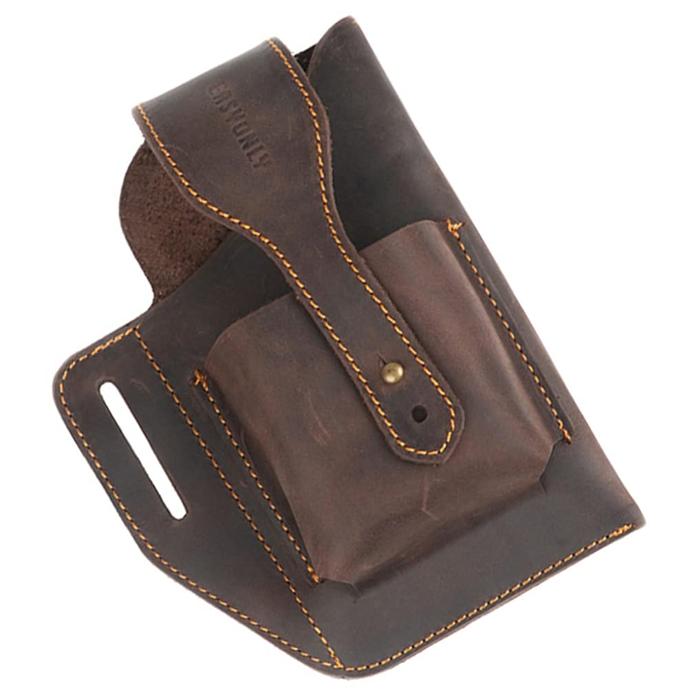 VOSAREA Men's Leather Waist Bag - Phone Pouch with Key Holder & Mezzanine Compartment - Travel Wallet Belt Bag for Outdoor Hiking, Running & Daily Commute