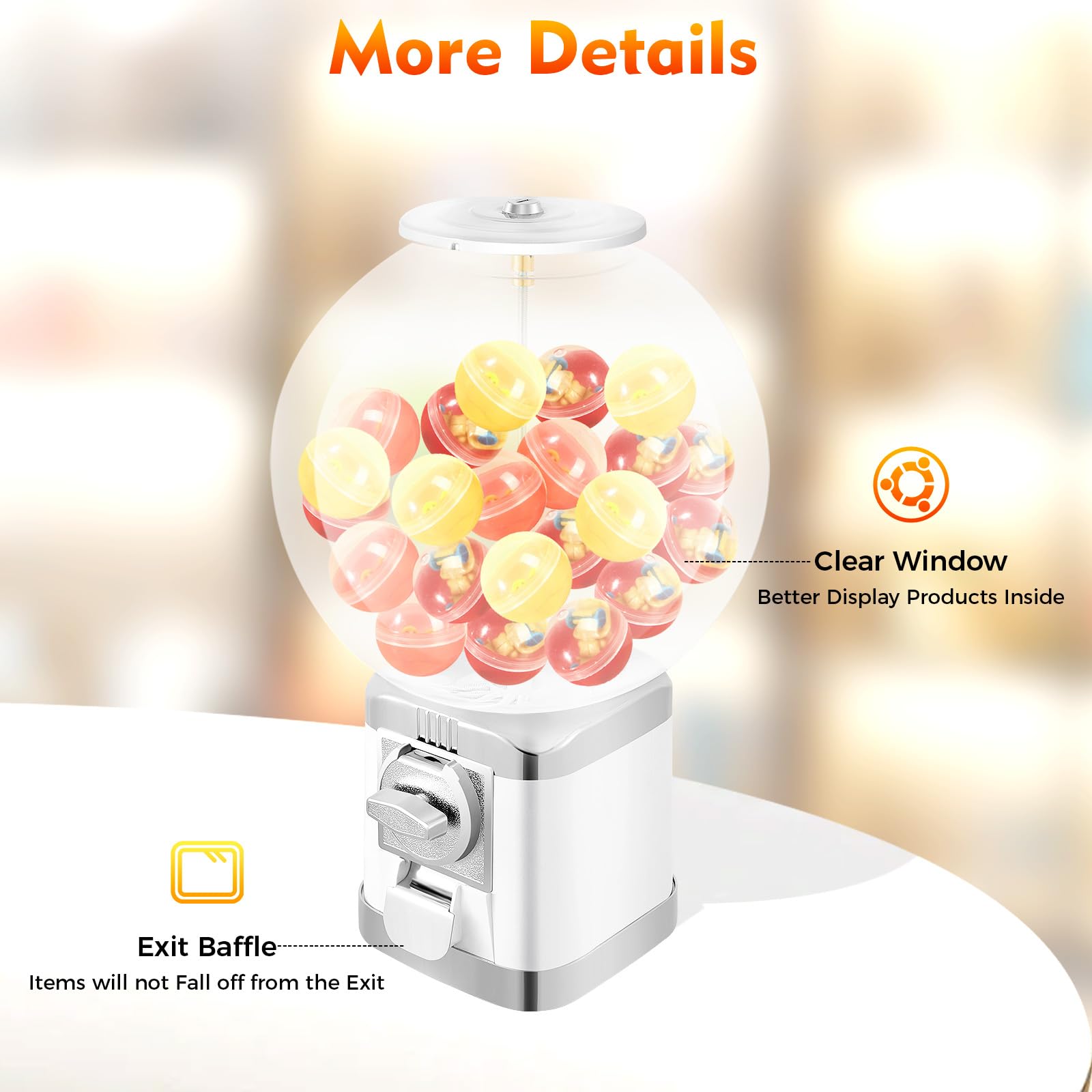 **Mini Candy Gumball Vending Machine - White | Toy & Capsule Dispenser for Business | Perfect for Parties, Events & Retail Stores | Only $1**
