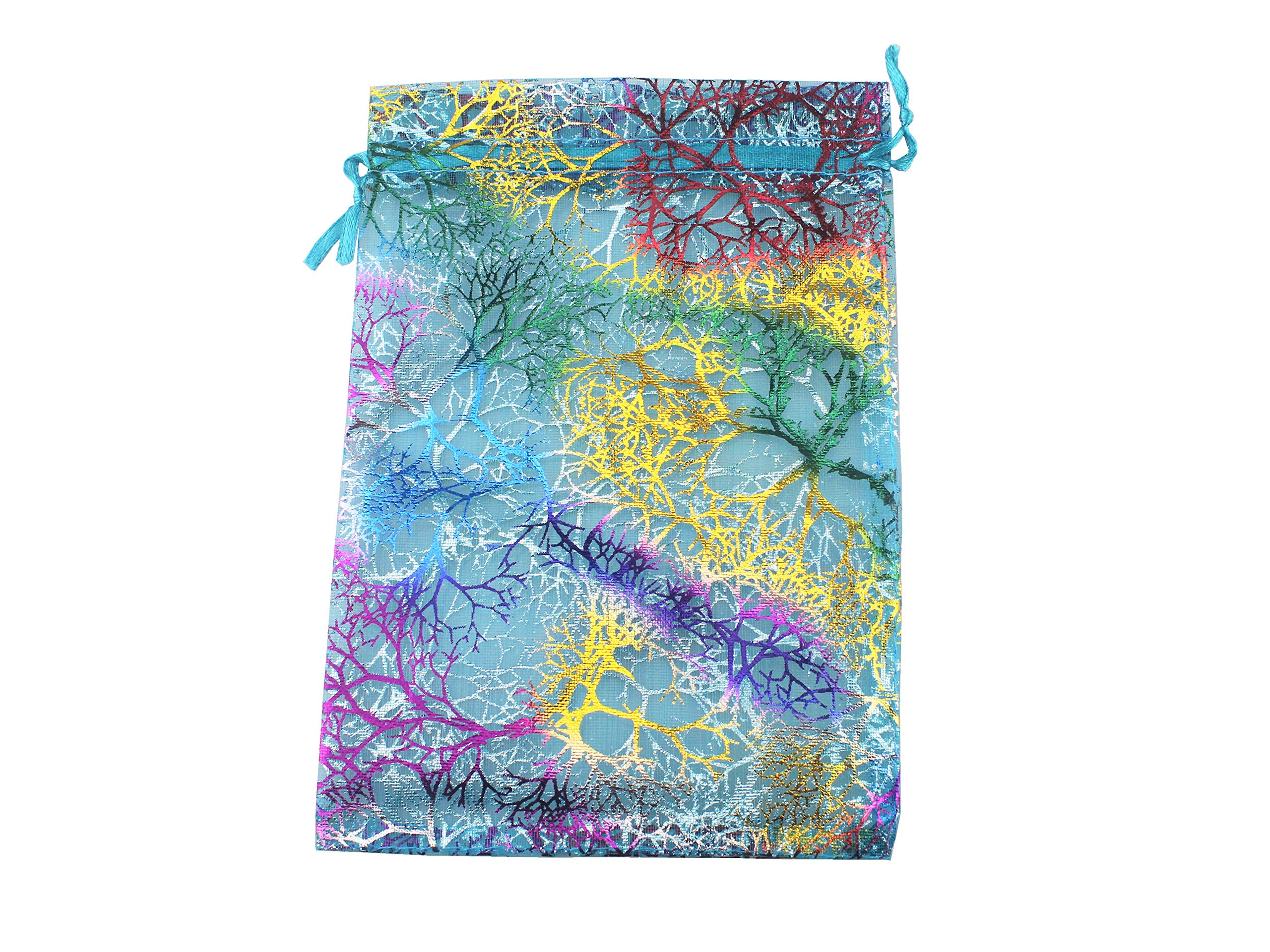 100 Pack Turquoise Organza Jewelry Gift Bags 8x12 Inch - Wedding Favors, Party Candy Pouches, Drawstring Favor Bags for Bridal Shower, Baby Shower & Special Events