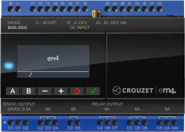 Crouzet em4 Ethernet Nano PLC Starter Kit - 16 Inputs, 2 PWM & 8 Relay Outputs, 24V AC/DC with Ethernet Communication | Includes Software USB Key & Ethernet Cable | Perfect for Industrial Automation & Smart Home Control Systems