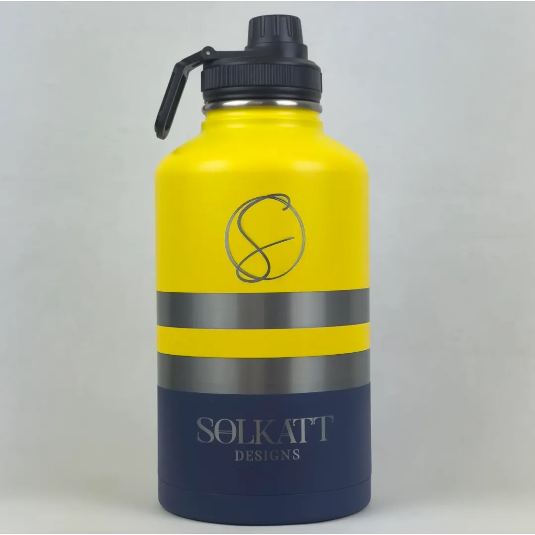 1.9L Stainless Steel Insulated Tradie Water Bottle - Yellow | Leakproof & Durable | Perfect for Construction, Work Sites & Outdoor Activities