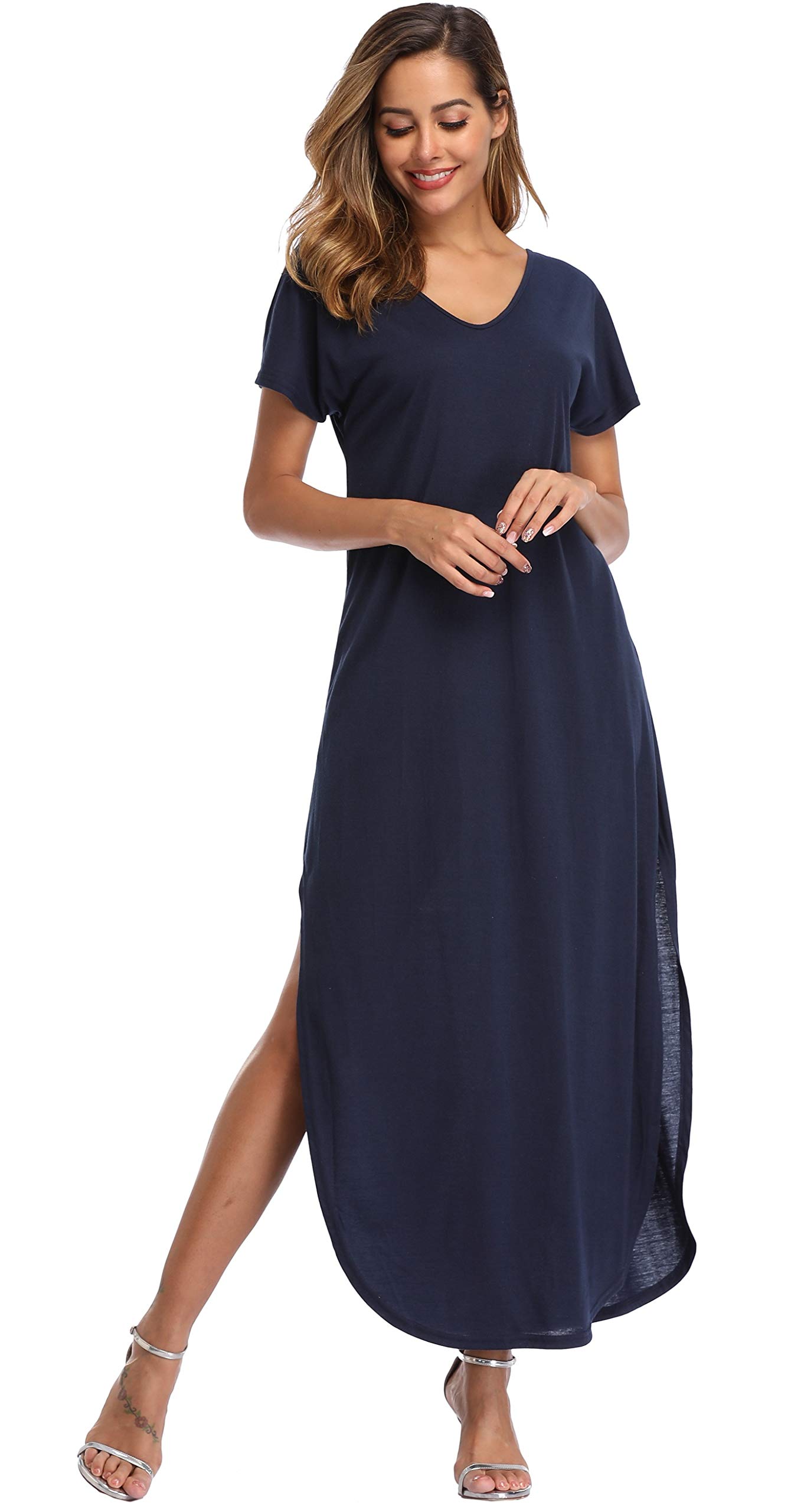 Floral Print Women's Maxi Dress - Long Casual Summer Dress with Pockets for Beach, Party & Vacation | Lightweight Flowy Boho Dress for Outdoor Events, Date Night & Travel