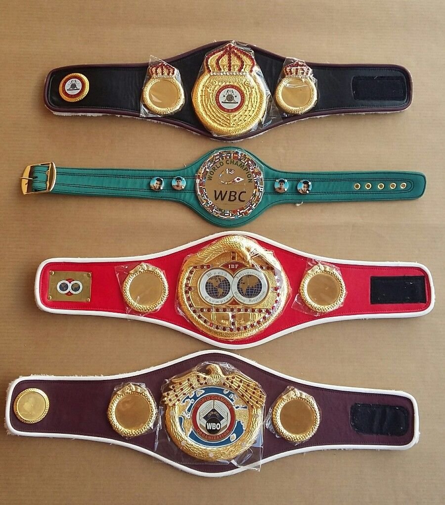 Authentic WBC WBA WBO IBF Championship Boxing Belt Replica Set - Miniature 4 Belt Collection for Boxing Fans, Display & Memorabilia | Perfect for Sports Decor, Collector's Items & Boxing Gifts