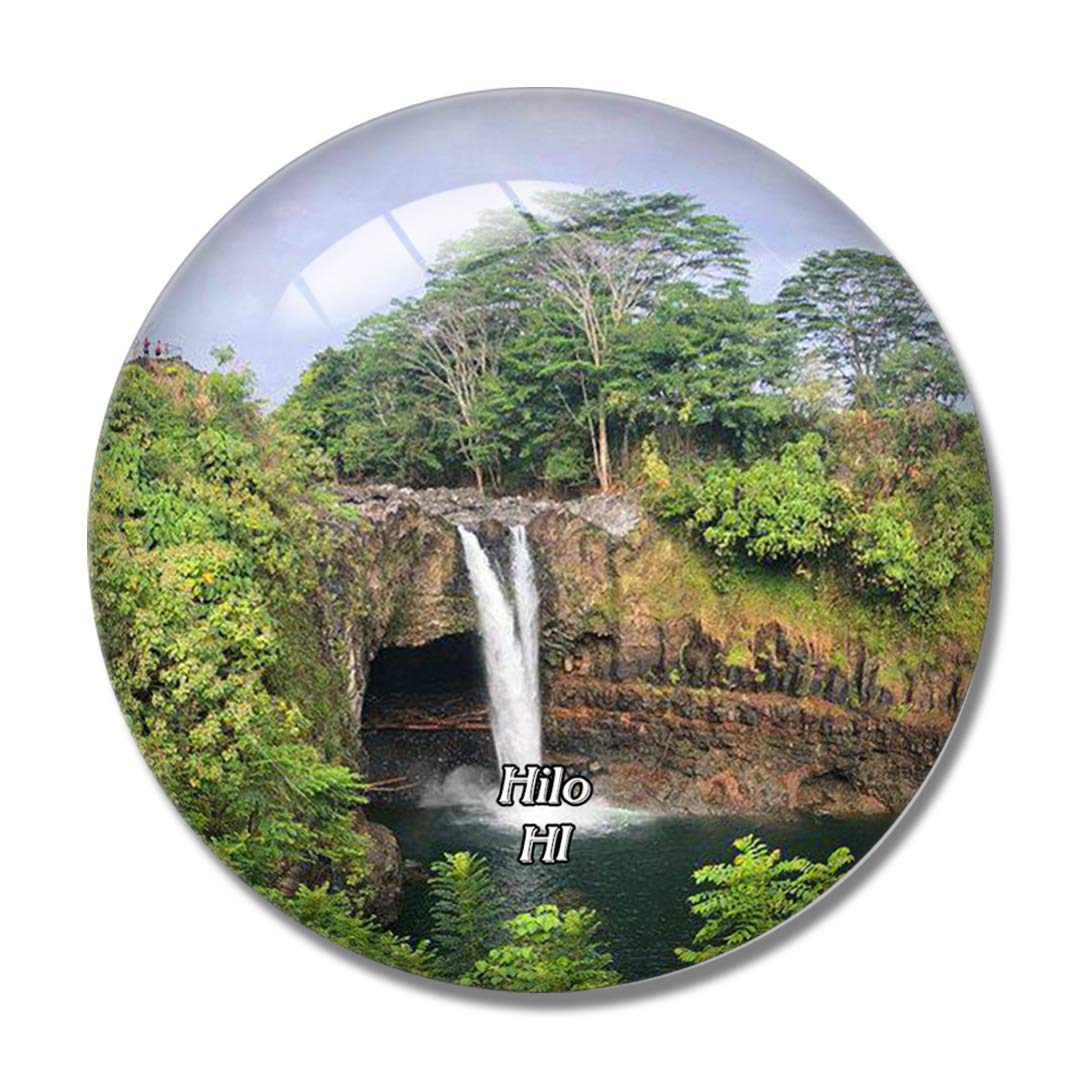 Hilo Rainbow Falls Hawaii USA 3D Refrigerator Magnet - Crystal Glass Souvenir for Whiteboard & Fridge - Perfect Travel Gift & Home Decor