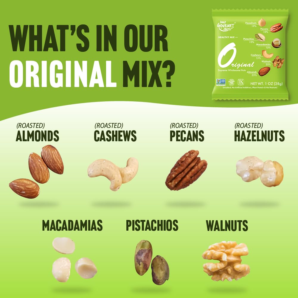 Premium Unsalted Mixed Nuts Snack Packs - No Peanuts, Healthy Trail Mix, Individually Wrapped Deluxe Assorted Nuts (48 Count) - Perfect for Office Snacks, Hiking & Travel
