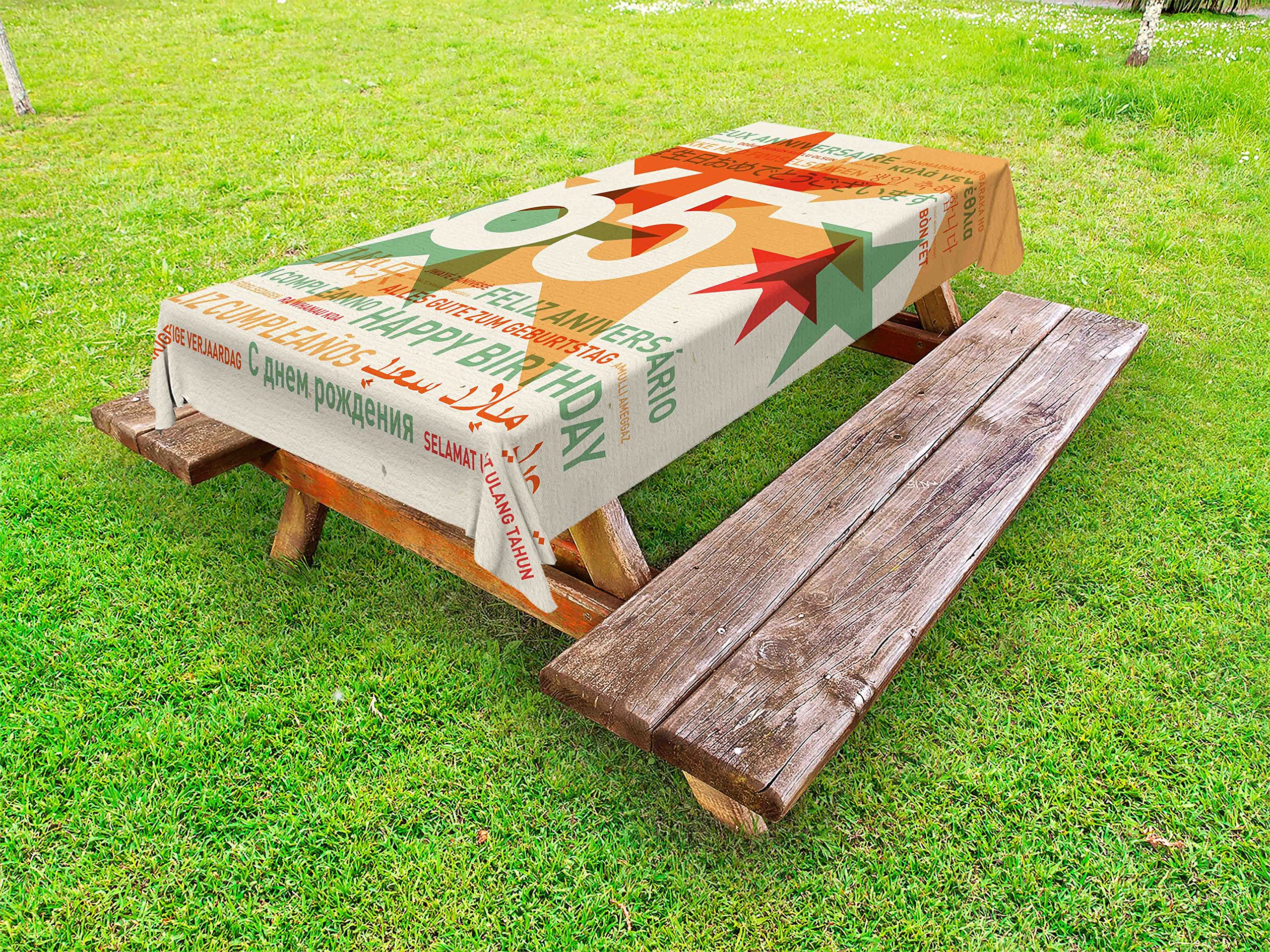 Ambesonne 65th Birthday Party Tablecloth - Multicolor Washable Picnic Table Cover 58