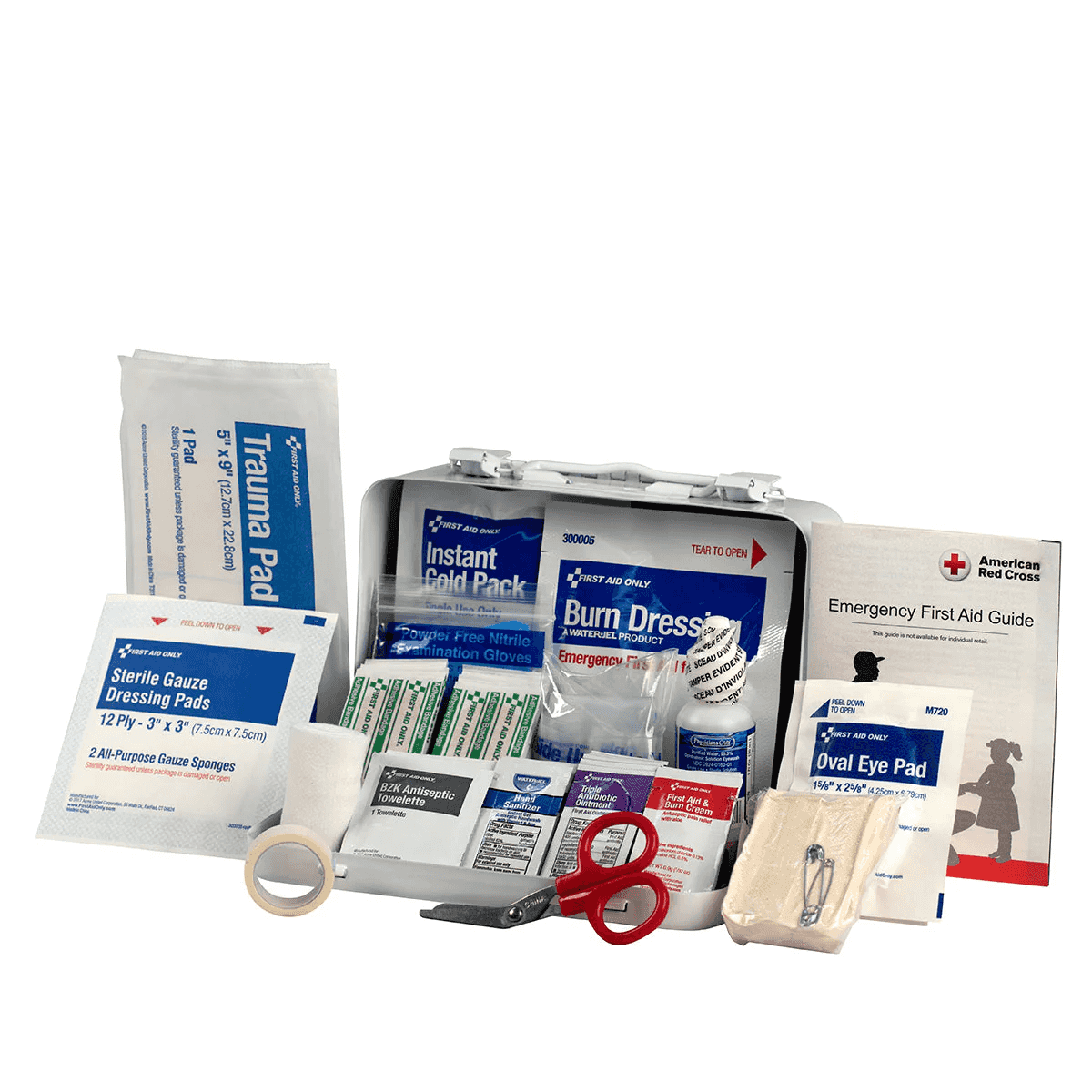 10 Person ANSI A First Aid Kit in Durable Metal Case - Case of 12 - Ideal for Workplace Safety, Emergency Preparedness & Outdoor Adventures