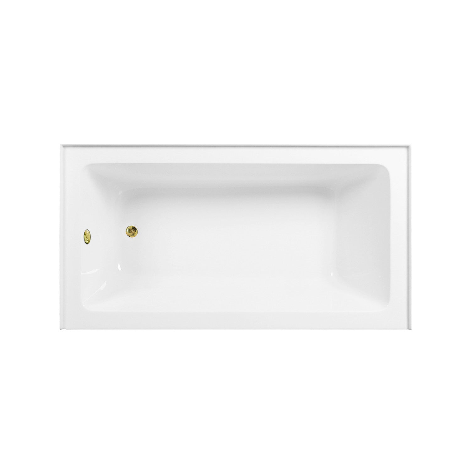 Aqua Eden 60 Inch Acrylic Rectangular 3 Wall Alcove Bathtub Combo with Waste & Overflow Drain - Glossy White/Polished Brass (Left Hand Drain) - Perfect for Modern Bathroom Renovations & Spa-Like Relaxation