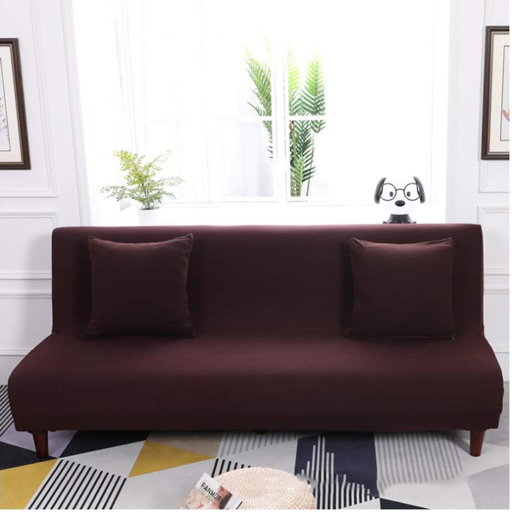 Stretch Sofa Slipcover Armless Couch Cover - Soft Elastic Furniture Protector for Pets & Kids - Brown Loveseat Cover Fits 57-73 inch (145-185cm) - Perfect for Living Room, Family Room & Home Decor