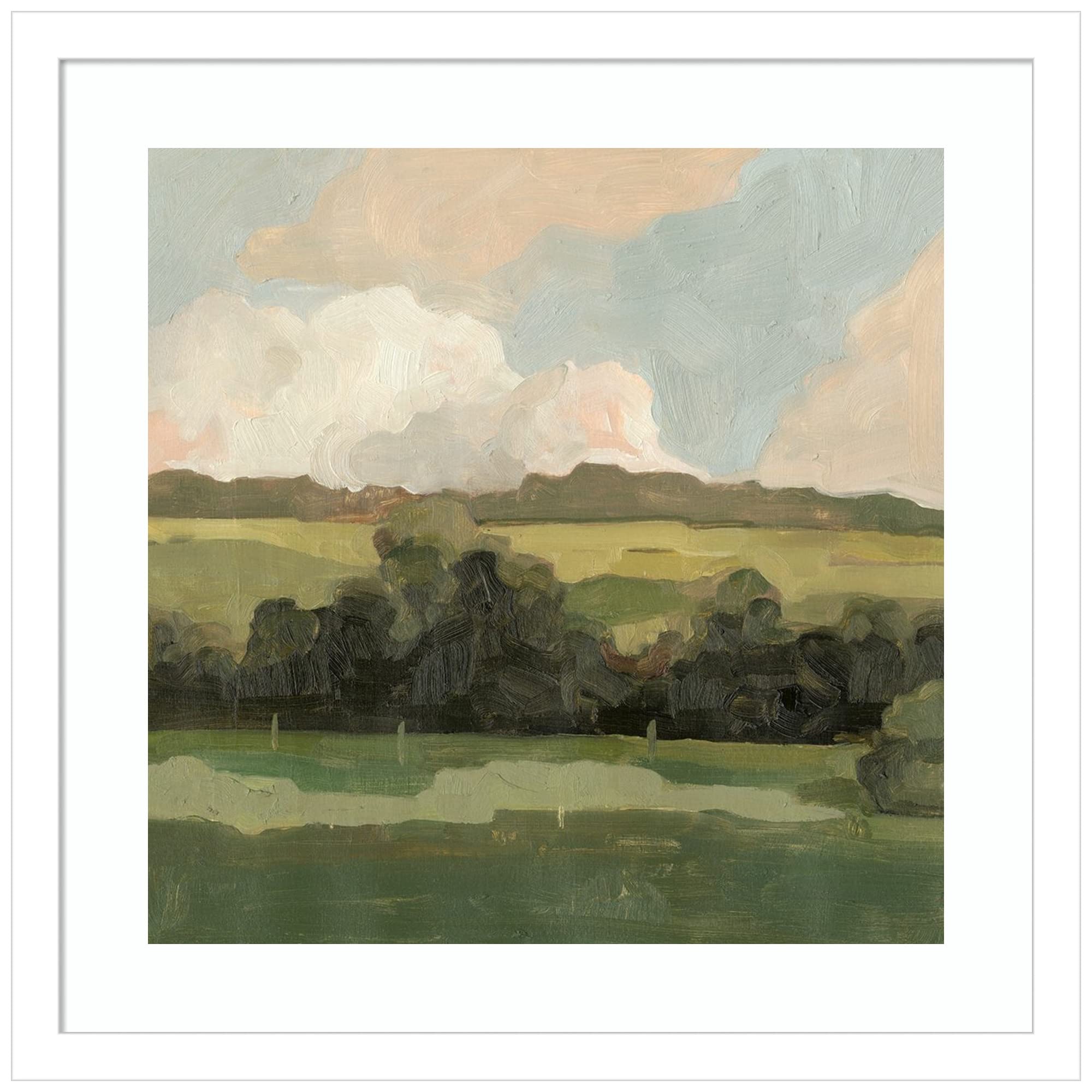 Emma Scarvey Ochre Evening II Wood Framed Wall Art Print - 17x17 Inches, Svelte White Frame - Home & Office Decor, Living Room Bedroom Wall Art
