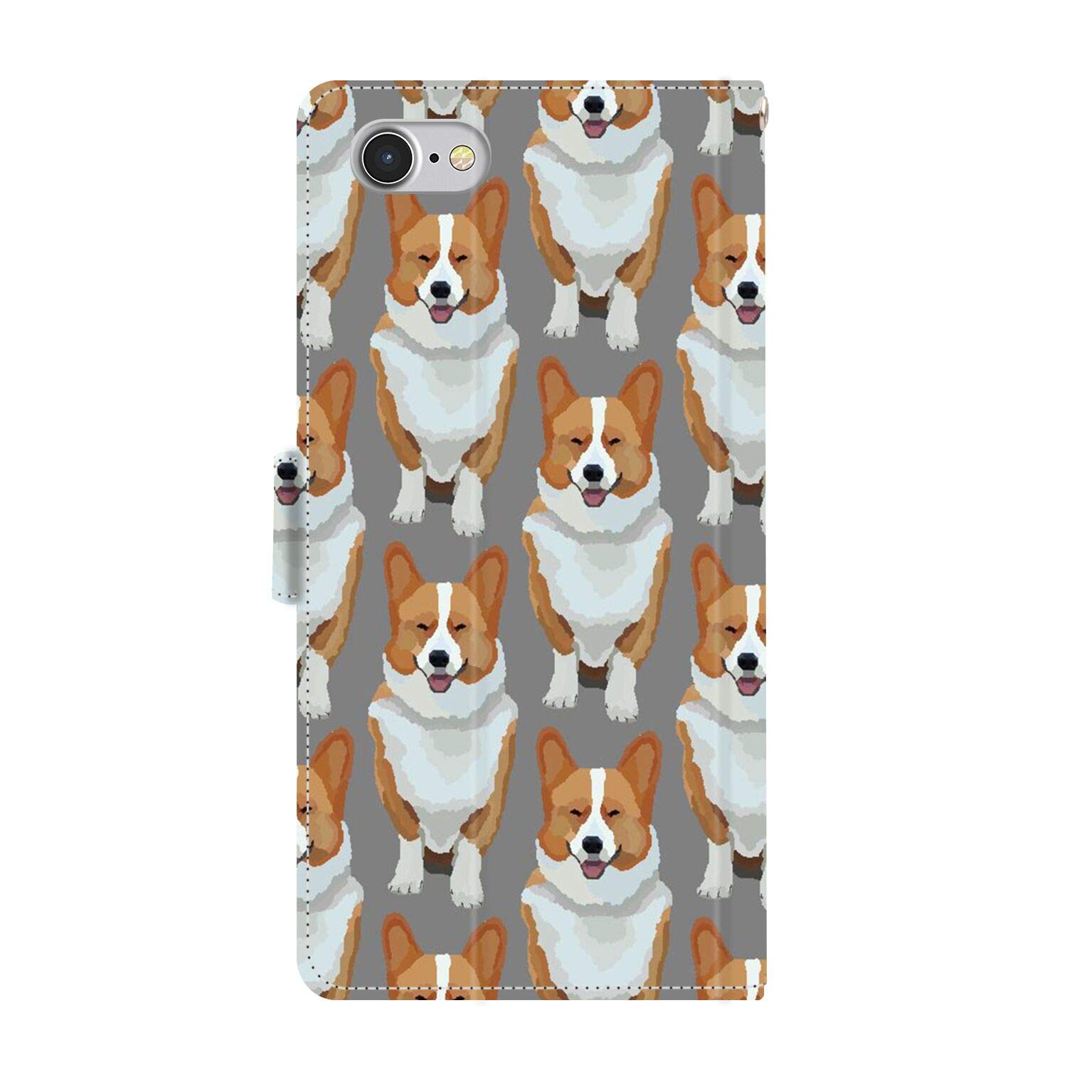Corgi Pattern PU Leather Wallet Phone Case for iPhone 8 & iPhone 7 (4.7 Inch) with Card Holder & ID Slot - Cute Animal Design Protective Cover for Daily Use, Travel & Shopping