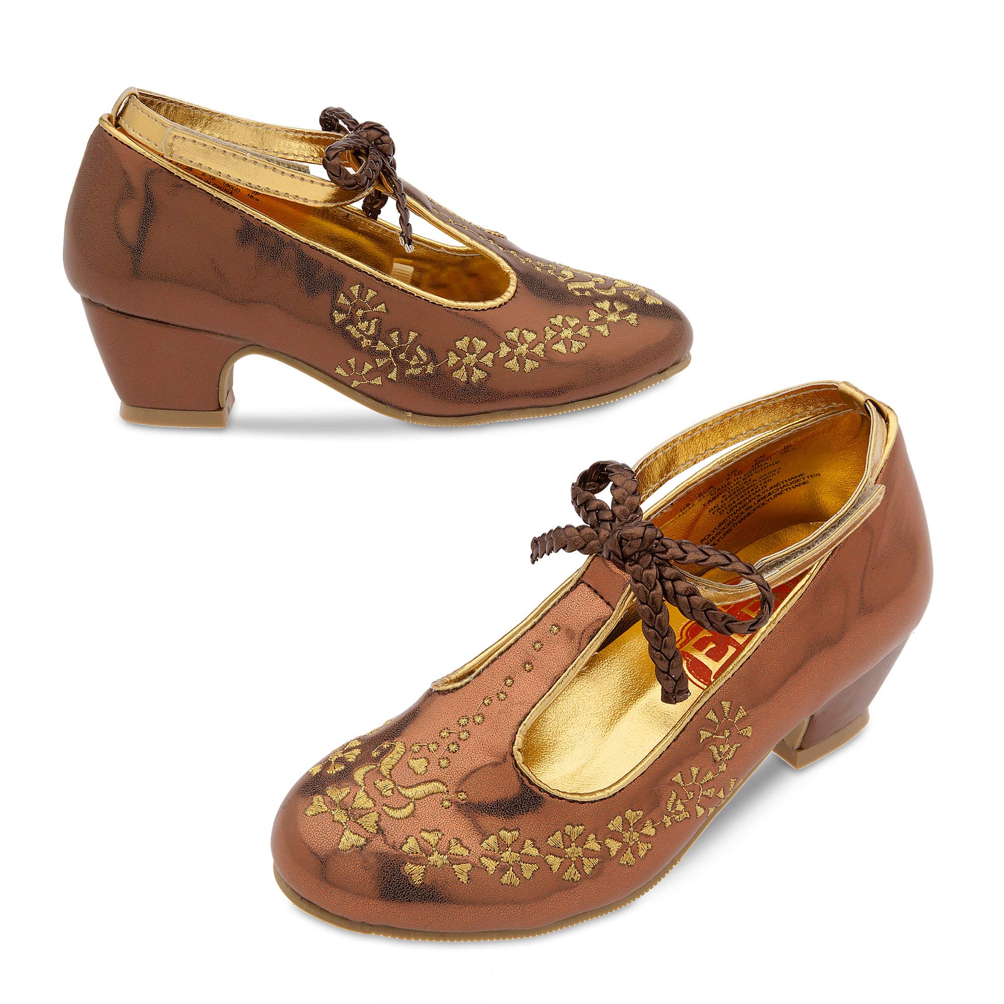 Disney Elena of Avalor Kids Costume Shoes - Gold Princess Dress Up Shoes for Girls, Halloween & Cosplay Party
