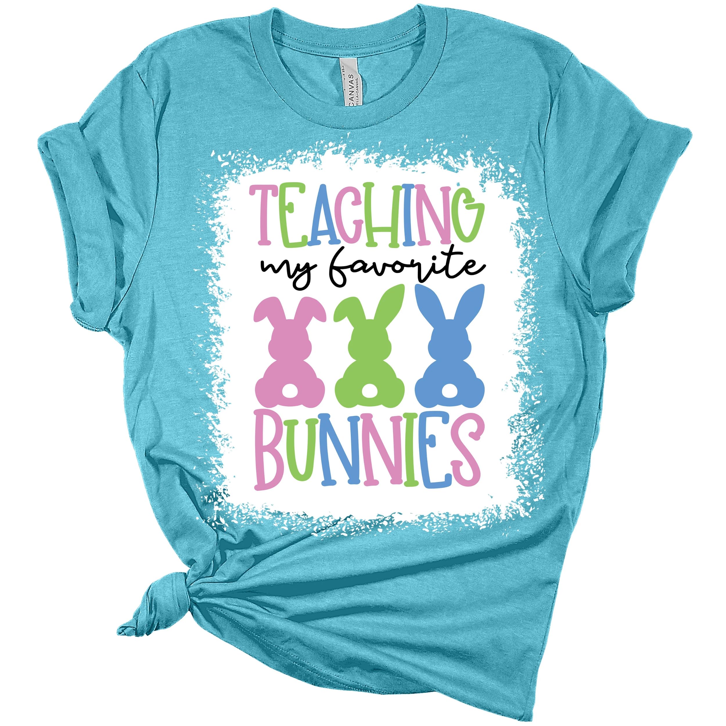 GyftWear Women's Easter Bunny Graphic T-Shirt - 'Teaching My Favorite Bunnies' Cute Teacher Tee - Perfect for Easter Classroom Activities & Spring Outfits