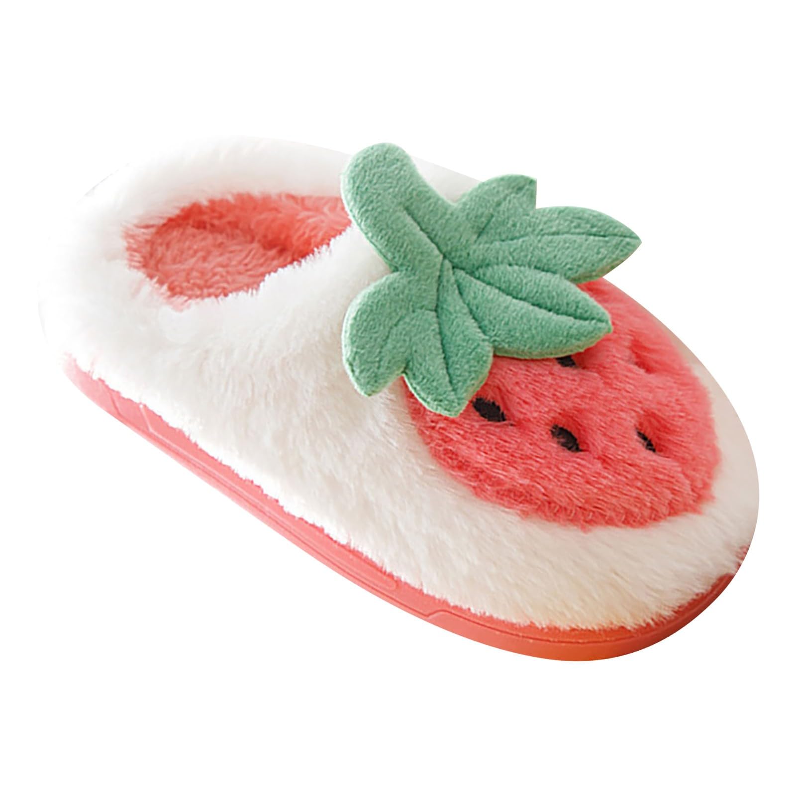 Toddler Girls Winter House Slippers - Cute Strawberry Cartoon Print Flocked Soft Shoes for Warm Indoor Wear | Cozy Home Slippers for Kids' Playtime & Relaxation