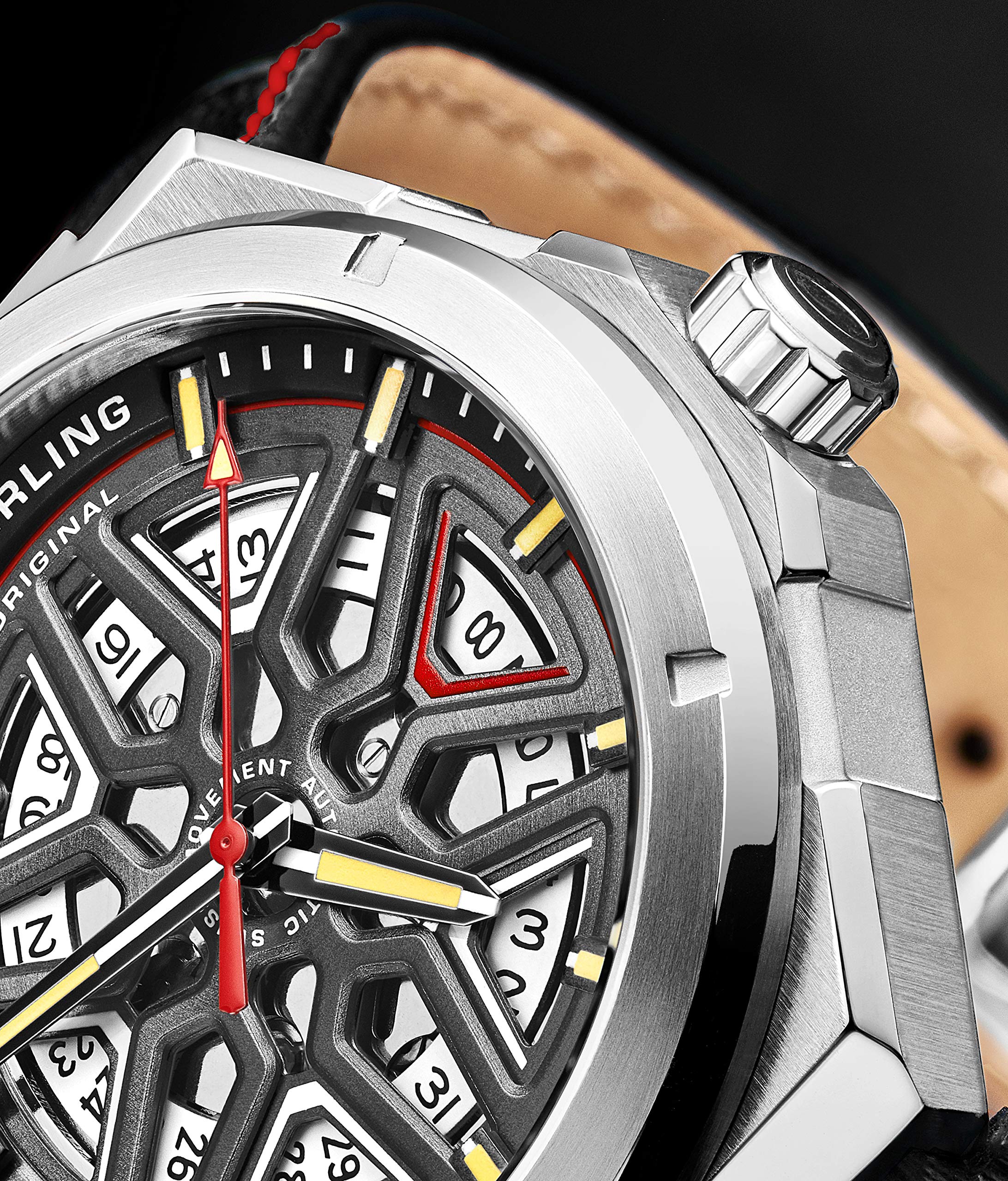 Stuhrling Original Men's Swiss Automatic Skeleton Watch - Self-Winding Mechanical Dress Watch with Genuine Leather Strap for Business & Formal Occasions