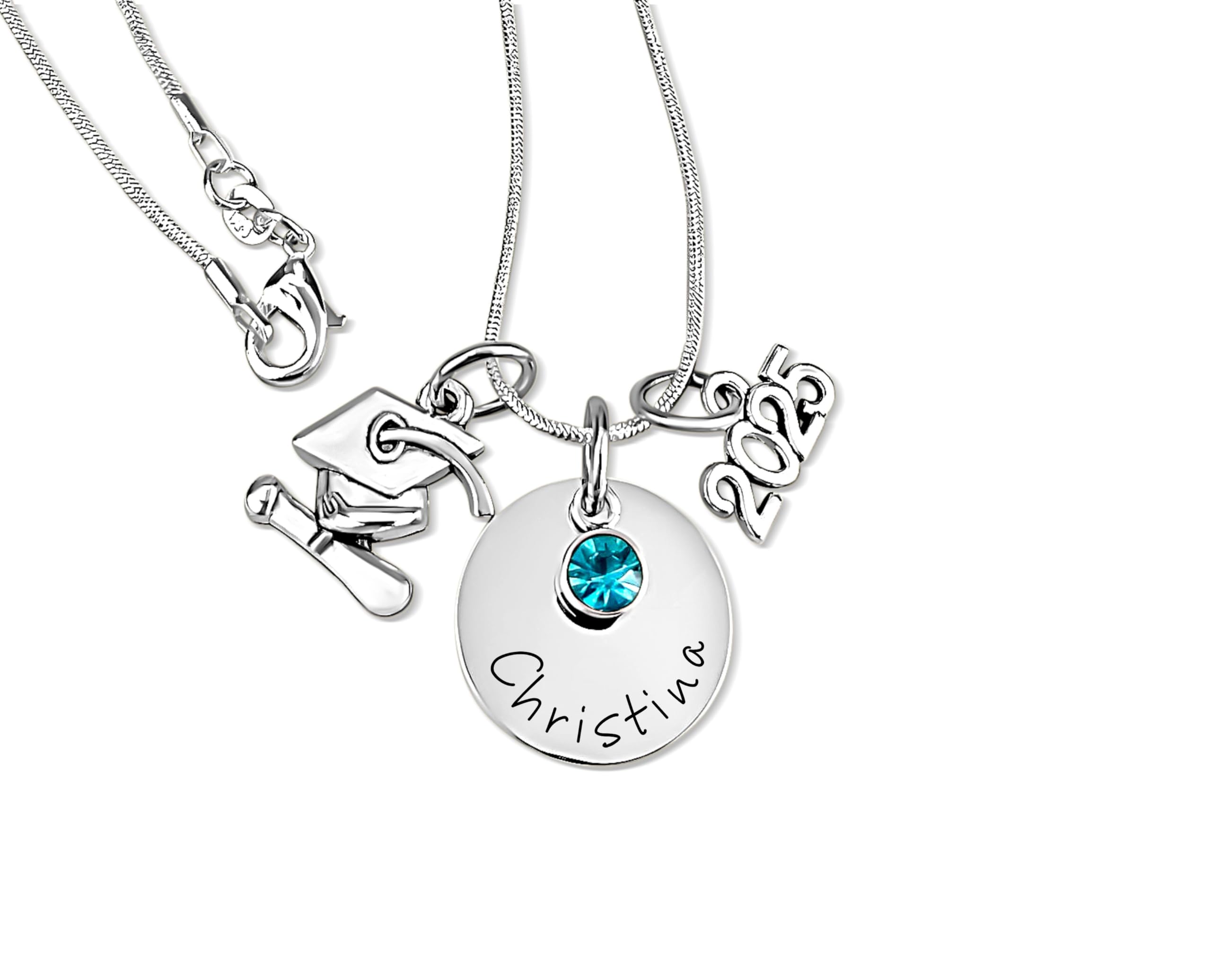 Personalized Graduation Necklace Gift for Class of 2025, 2026 & 2024 - Engraved High School Graduation Jewelry - Perfect for Commencement Ceremony, Senior Year Keepsake & Graduation Party Favors