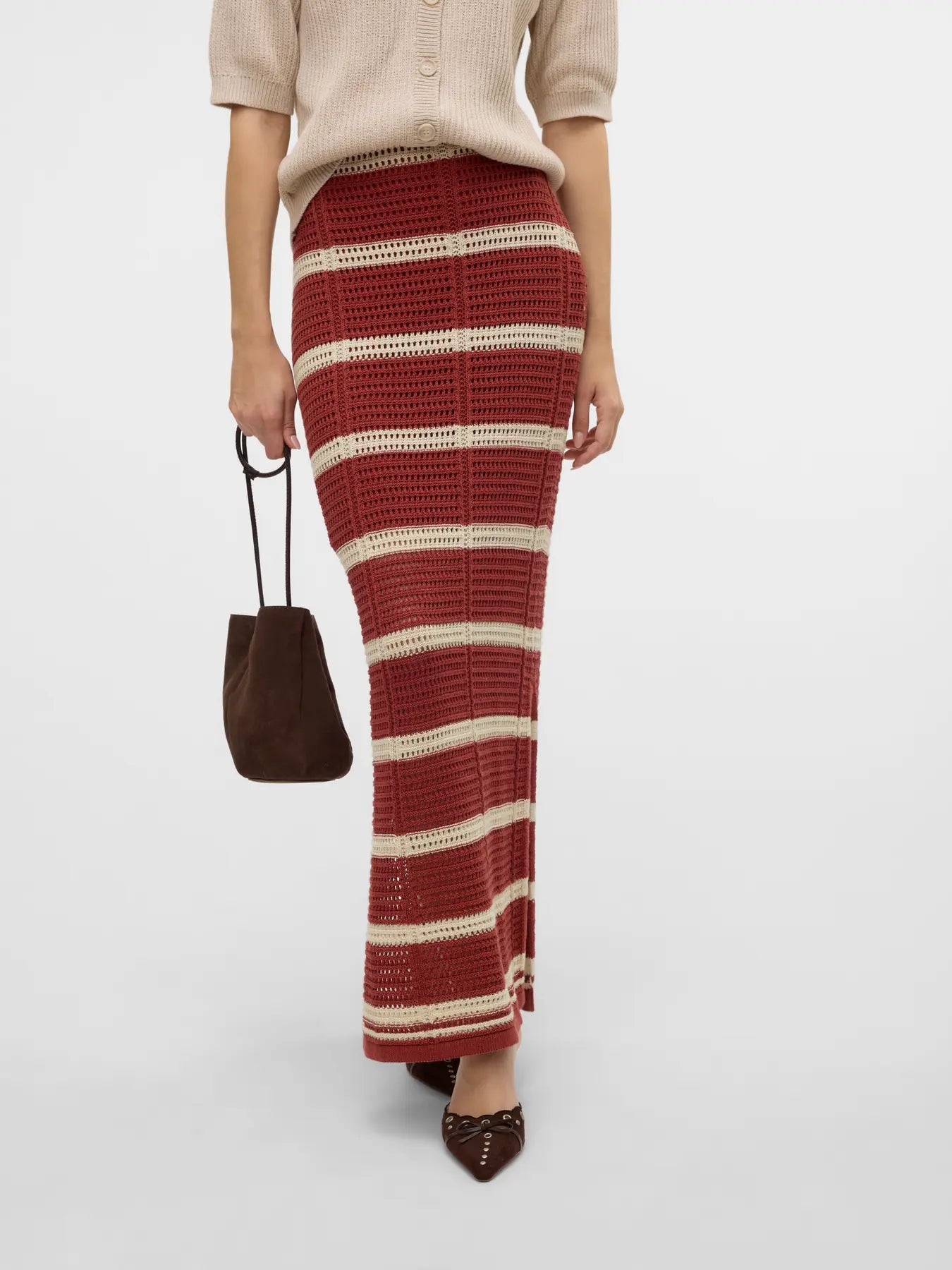 Vero Moda Sardinia Skirt - Women's Flowy Midi Skirt with Side Slit, High Waist A-Line Design for Casual & Office Wear | Perfect for Summer Outfits, Date Nights & Business Casual Attire