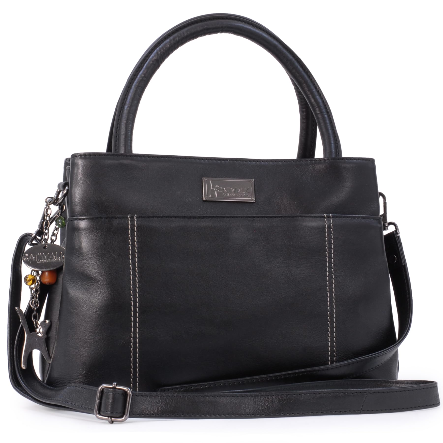 Catwalk Collection Women's Leather Shoulder Bag - Medium Tote with Adjustable Crossbody Strap in Rosaline - Stylish Purse for Work, Travel & Everyday Use