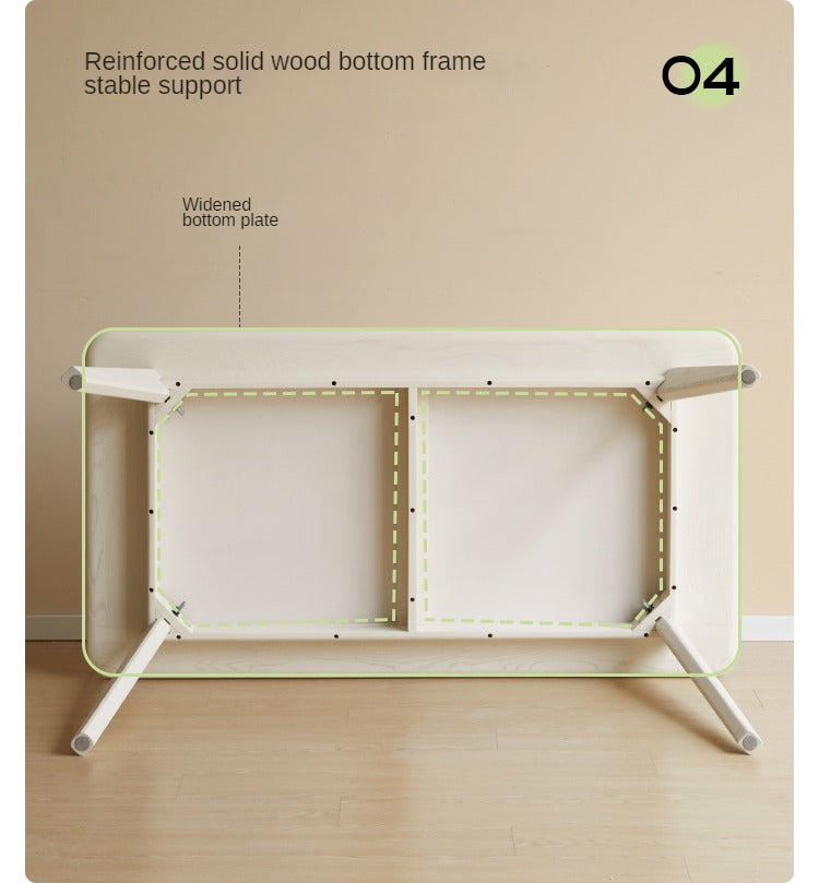 Birch Solid Wood Dining Table - Cream Wind White Finish - Modern Farmhouse Style for Kitchen, Dining Room & Small Spaces