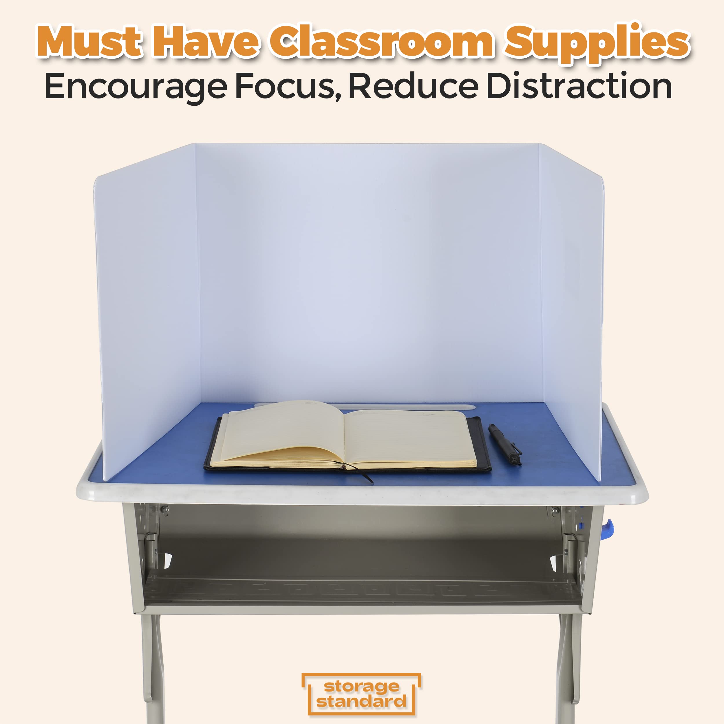 4-Pack Classroom Privacy Shields for Student Desks - Easy to Clean Plastic Desk Dividers, Study Carrel & Sneeze Guard for School Testing - Perfect for Focused Learning, Social Distancing & Exam Privacy (Ideal for Elementary Schools & Tutoring Centers)
