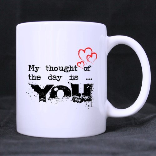 Ceramic White Coffee Mug - For Your Lover with Cute Love Hearts, 11 Ounce Thoughtful Gift Mug for Romantic Morning Coffee Moments