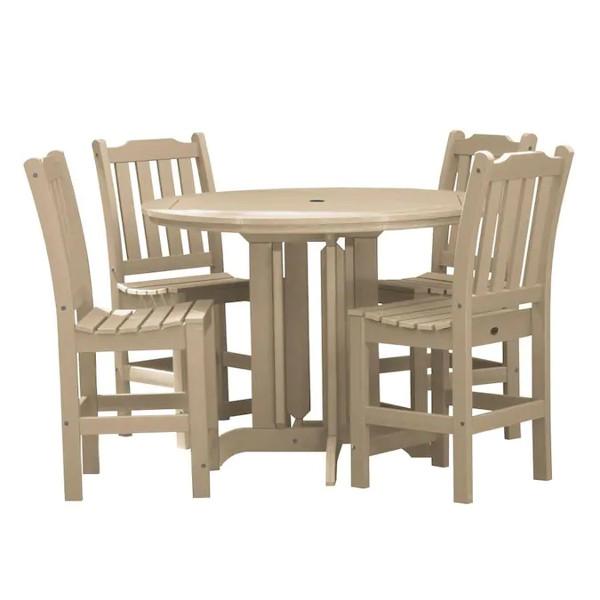 Lehigh 5-Piece Round Counter Height Recycled Plastic Outdoor Dining Set - Patio, Deck, Garden, or Backyard Furniture for Casual Entertaining
