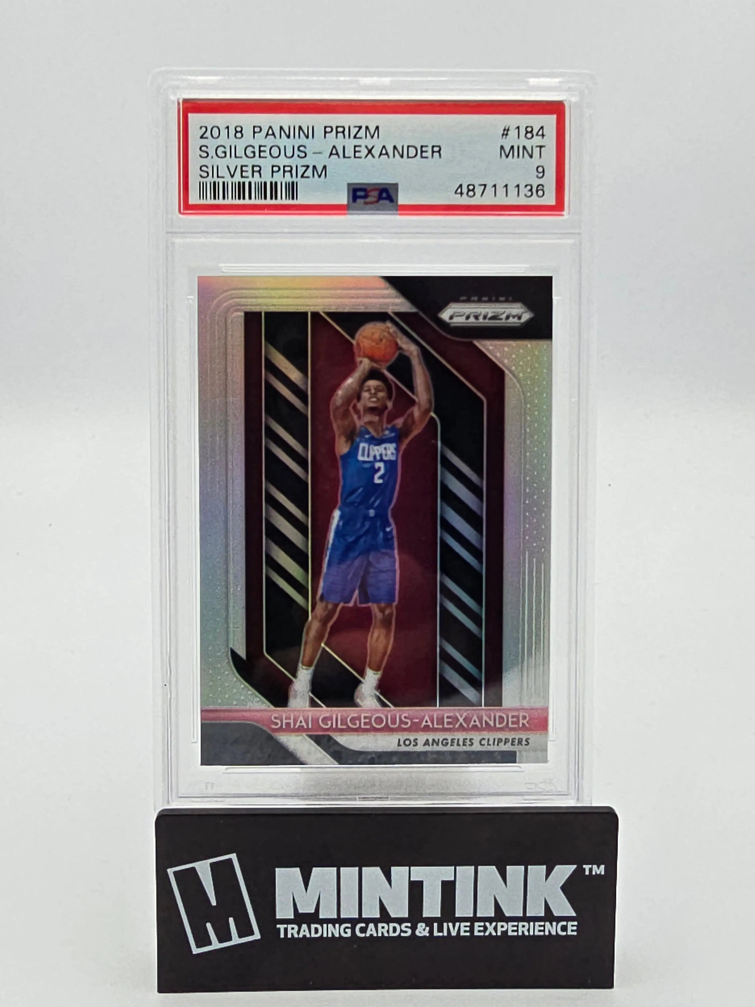 2018 Panini Prizm Basketball Shai Gilgeous-Alexander Rookie Card Silver Prizm PSA 9 #184 - Perfect for NBA Collectors & Sports Memorabilia Enthusiasts