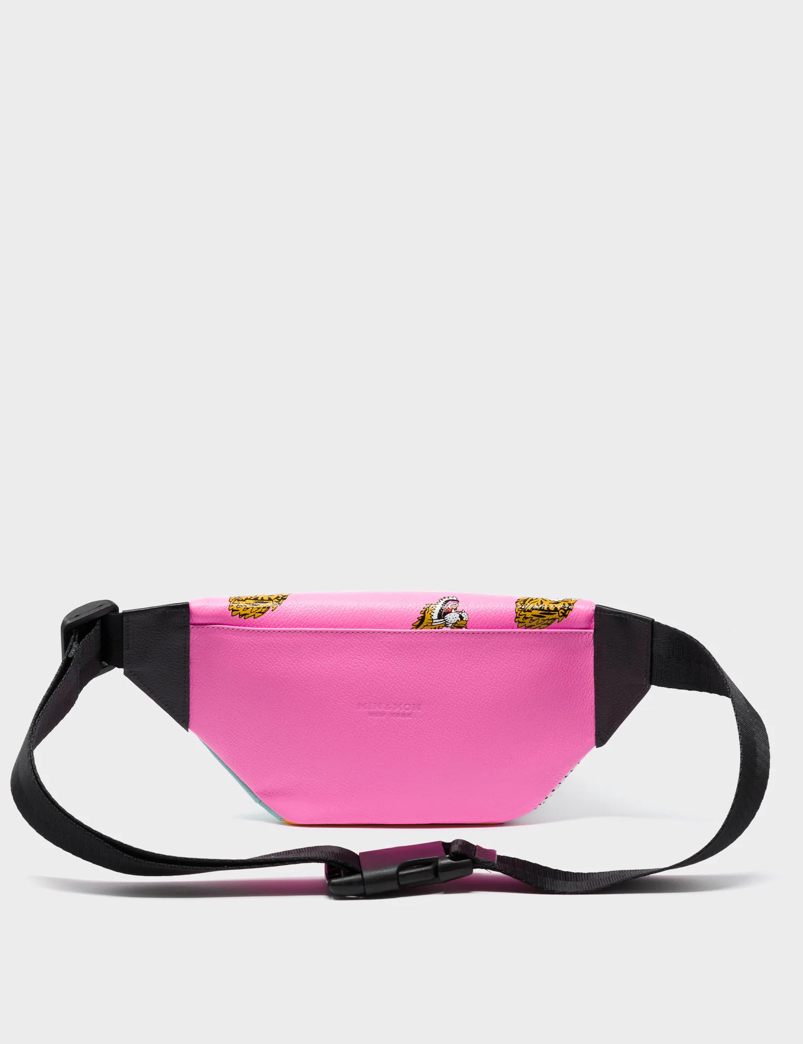 Harold Fanny Pack - Bubblegum Pink Leather with Tiger Print - Waist Bag for Women & Men - Perfect for Travel, Hiking, and Festivals