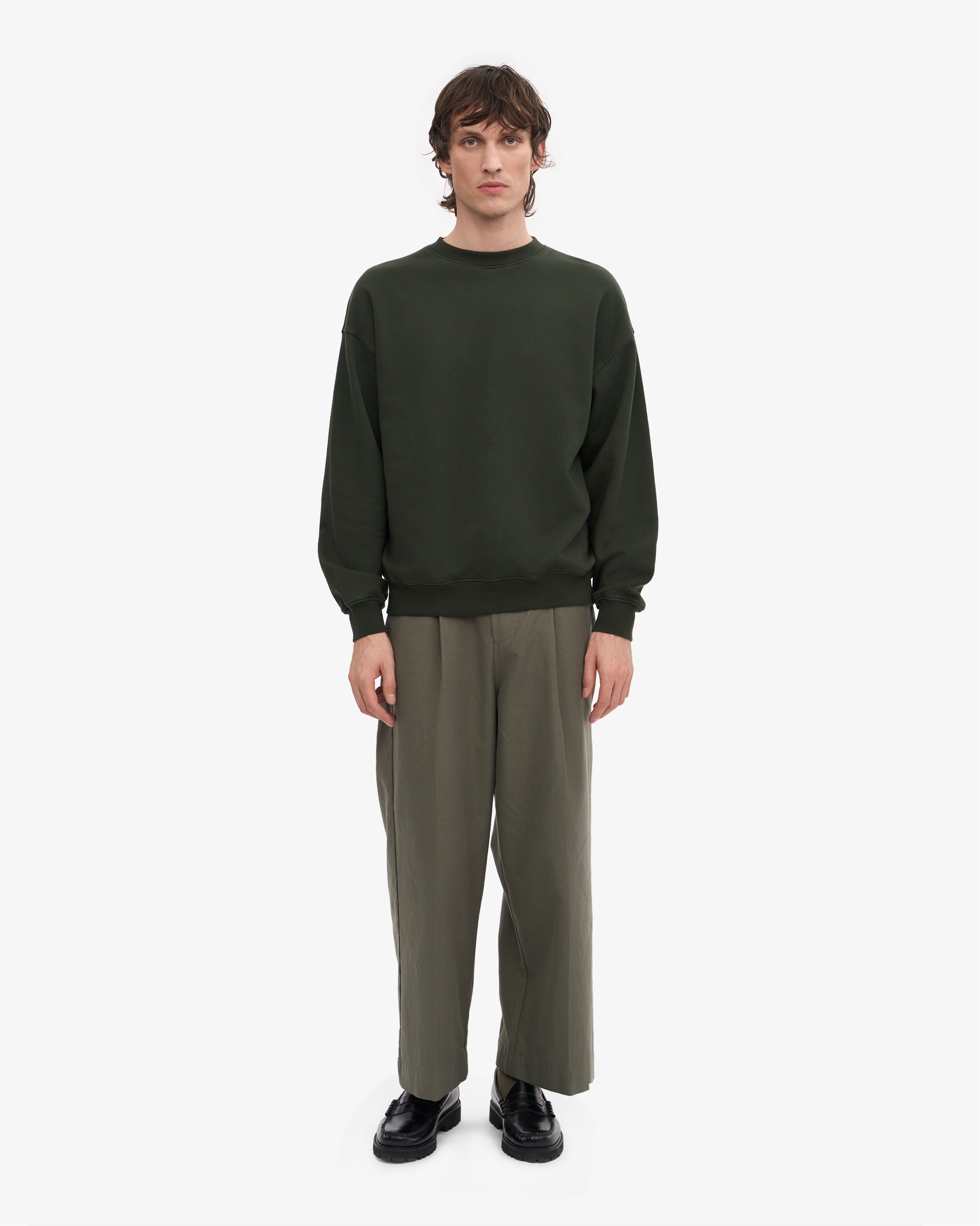 Organic Oversized Crewneck Sweatshirt for Women - Soft & Comfortable Hunter Green Pullover - Perfect for Casual Wear, Loungewear & Cozy Outfits