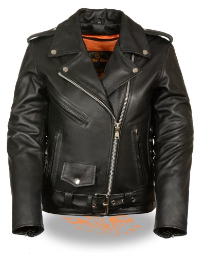Women's Classic Side Lace Motorcycle Jacket with Full Sleeve Zip Out Liner - Medium Size | Biker Jacket for Women Riding, Outdoor Adventures & Street Fashion