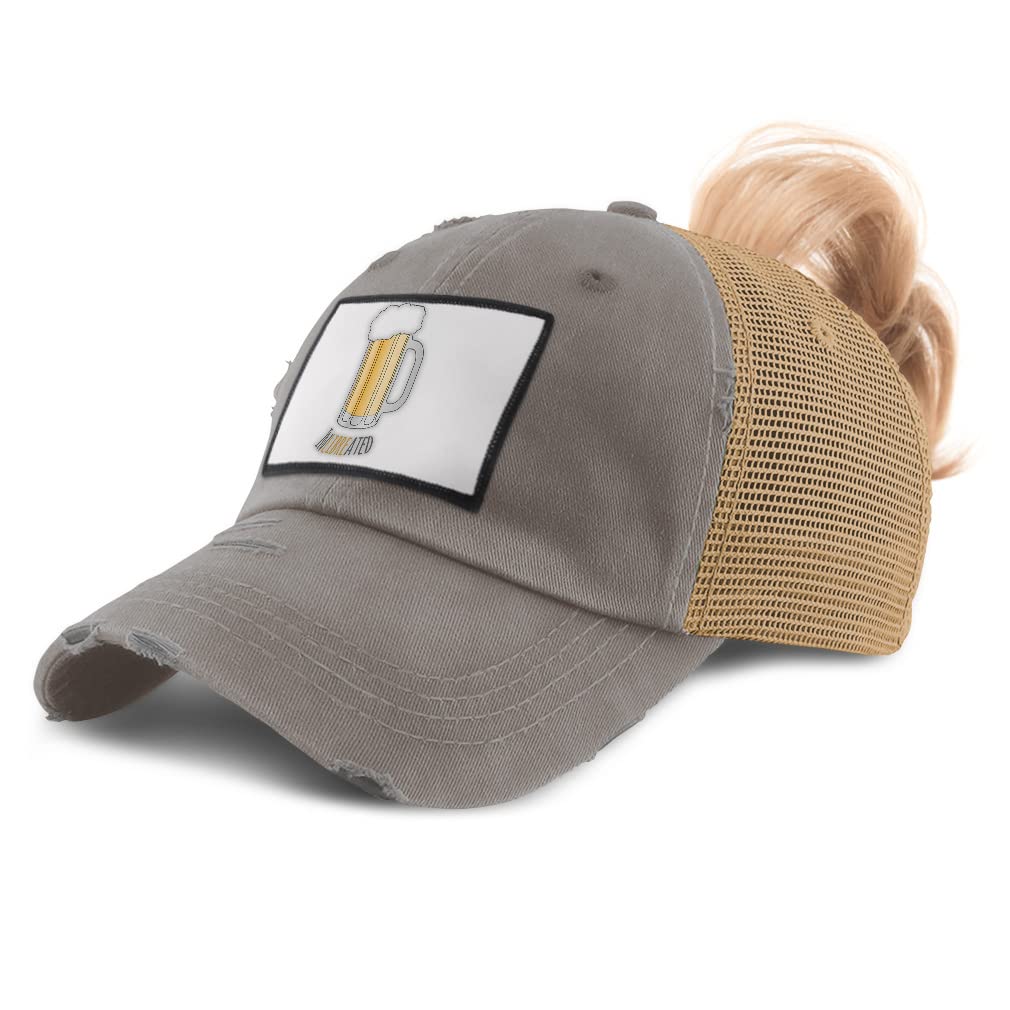 Speedy Pros Women's High Ponytail Trucker Hat - Adjustable Beer & Food Themed Snapback Cap for Outdoor Activities, Concerts & Sports Events