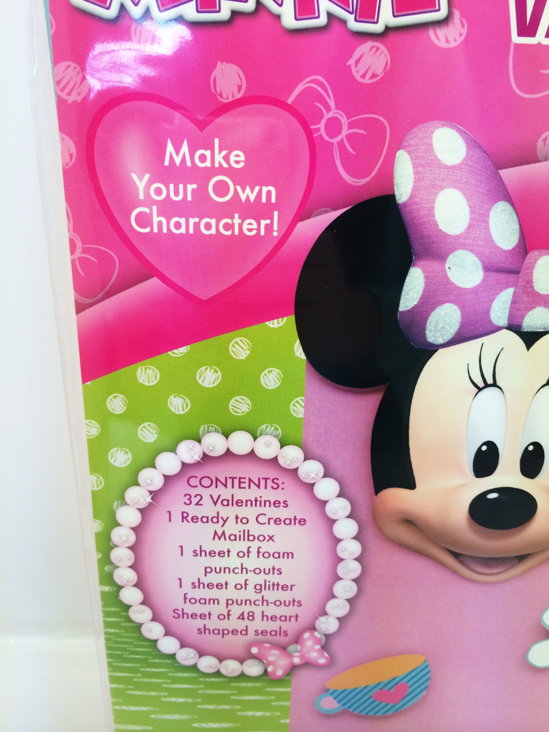 Disney Minnie Mouse Valentine's Day Mailbox Kit with 32 Cards, Stickers & Glitter Punch-Outs - DIY Craft for Kids, Classroom Exchange & Party Favors