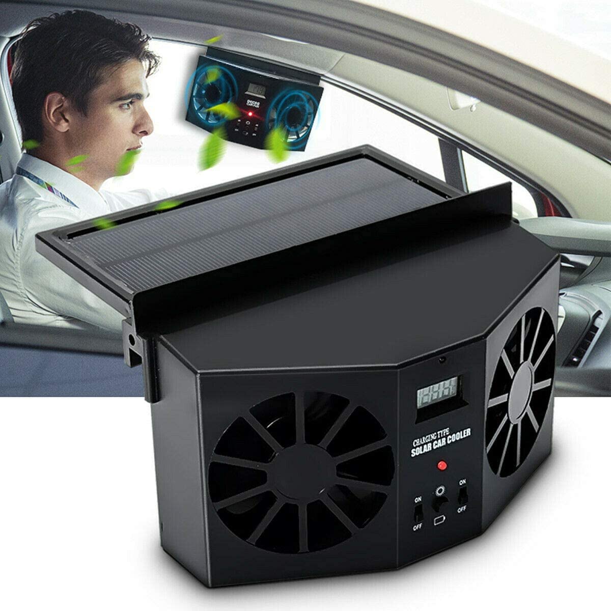 Solar Powered Car Window Fan - Energy Efficient Auto Ventilation & Air Purifier for Front/Rear Windows - Perfect for Hot Weather & Parked Car Cooling