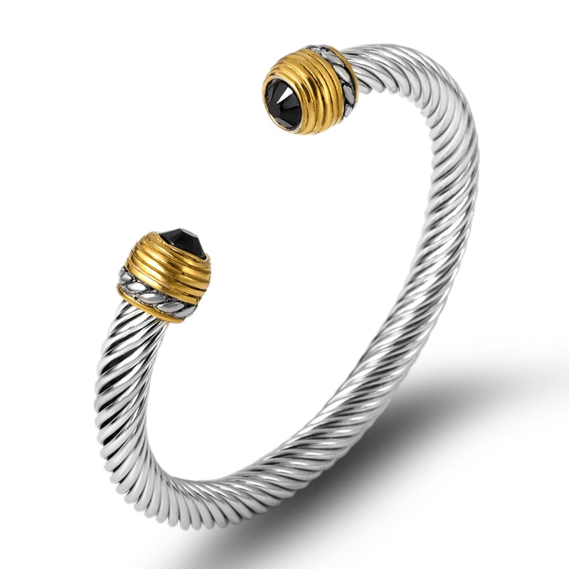 Twisted Cable Wire Bangle Cuff Bracelets for Women - Fashion Jewelry for Casual & Formal Wear - Perfect for Office, Party & Everyday Accessories