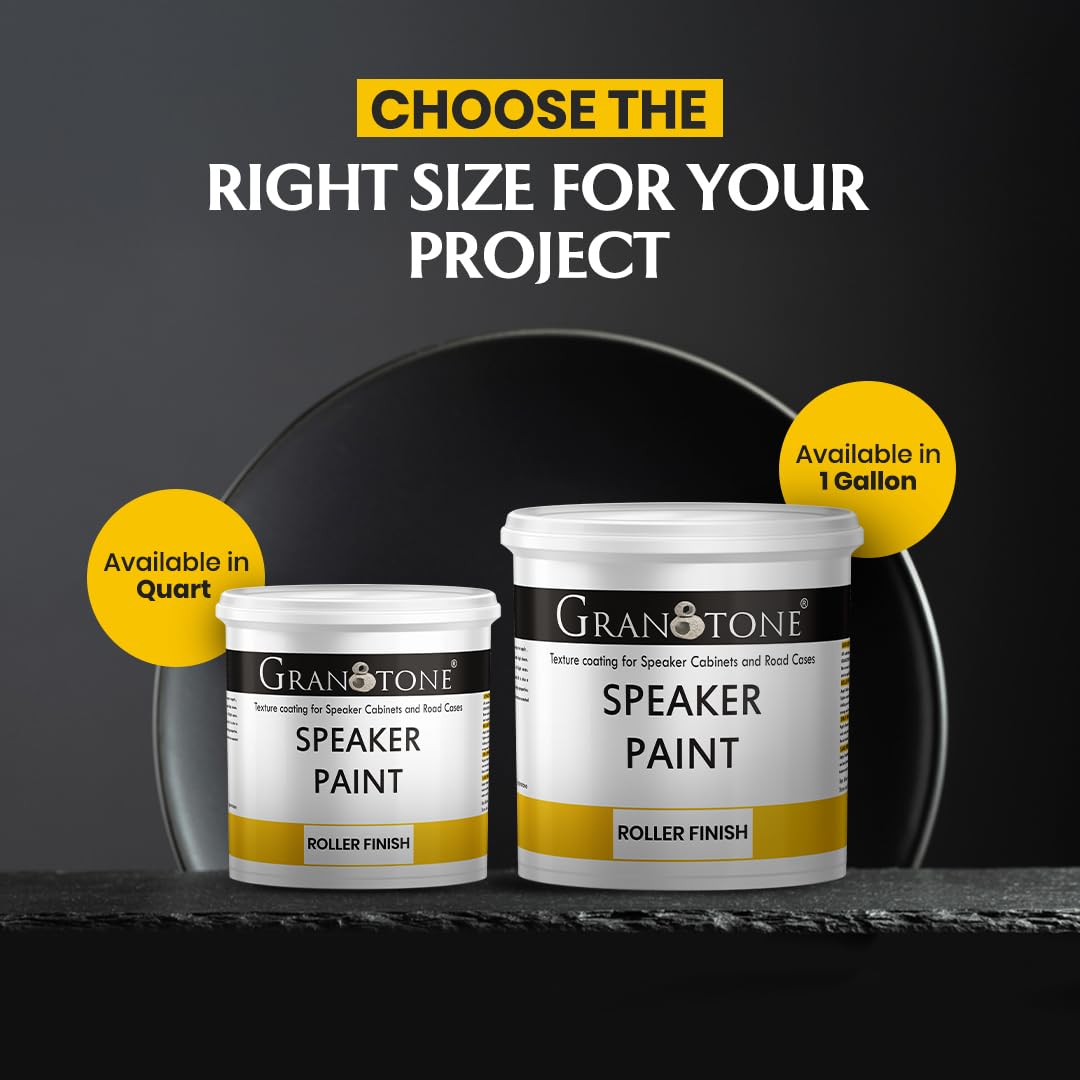GRANOTONE Speaker Paint Black 1 Gallon - Textured Coating for Speaker Cabinets, Road Cases, Metal & Wood Furniture | Water-Based Finish with Roller Application | Professional Refinishing Solution for DIY Projects & Studio Equipment