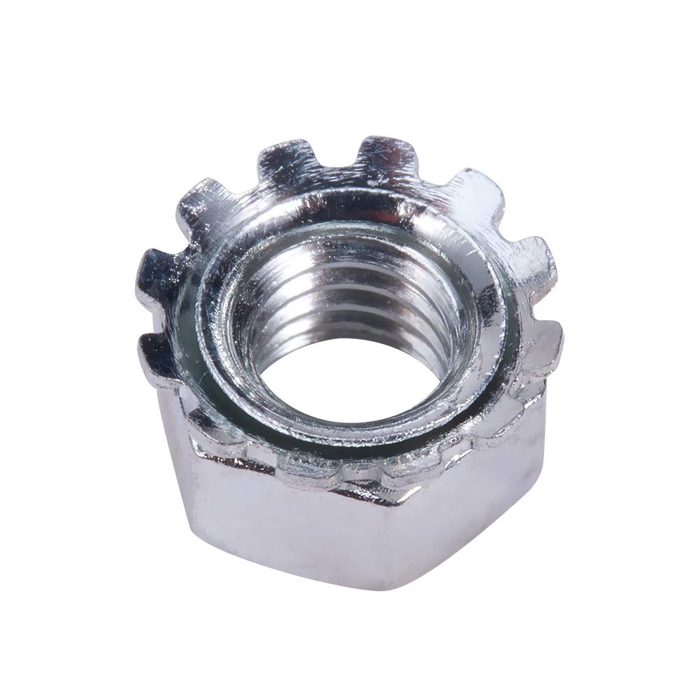 MroMax M5 K-Lock Nuts - 100Pcs Silver Zinc Plated Carbon Steel Keps Lock Nuts for Secure Fastening | Hardware Accessories for Machinery, Furniture & Electrical Appliances | Ideal for DIY Projects, Automotive Repairs & Industrial Assembly