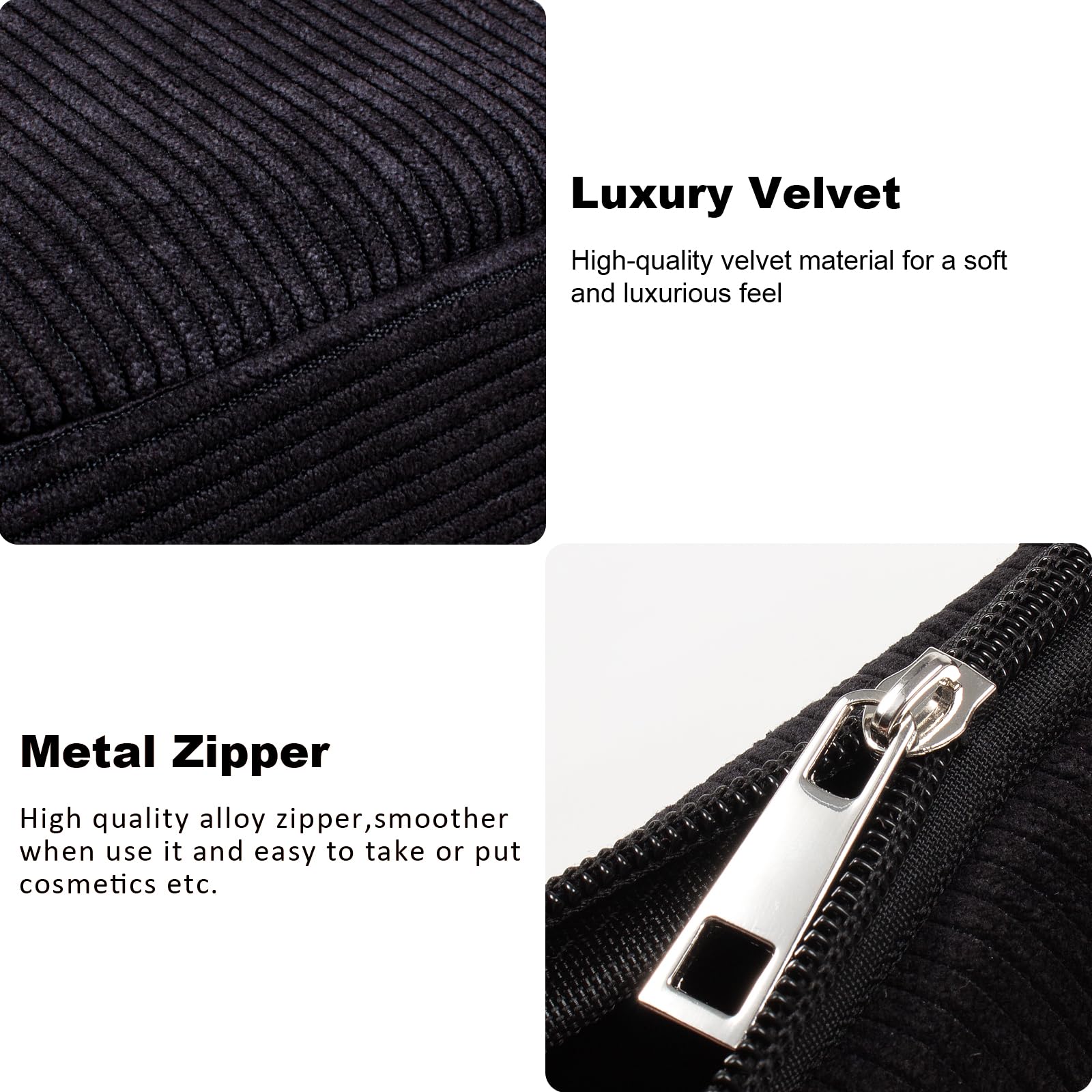 Personalized Initial Makeup Bag Set - Cute Travel Cosmetic Pouch for Purse & Gifts (Black) - Perfect for Mother's Day & Birthdays