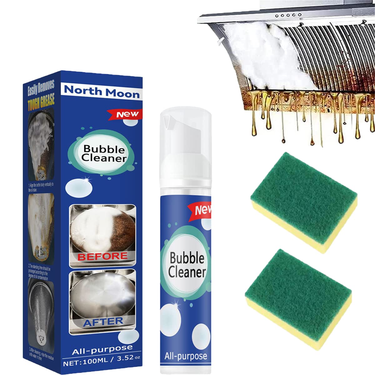 Foaming Heavy Oil Stain Cleaner - Powerful All-Purpose Foam Cleaner for Kitchen, Oven, Stove & Grill | Removes Stubborn Grease, Dirt & Stains | 100ml (1 Pack) - Perfect for Deep Cleaning Appliances & Outdoor Cooking Equipment