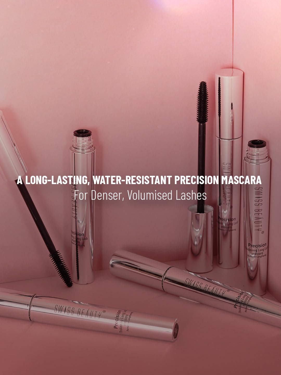Swiss Beauty Waterproof Volumizing Mascara - Smudge Proof, Long Lasting, Curling Mascara for Dramatic Eye Makeup | Jet Black (8.5ml) | Perfect for Daily Wear, Parties & Special Occasions