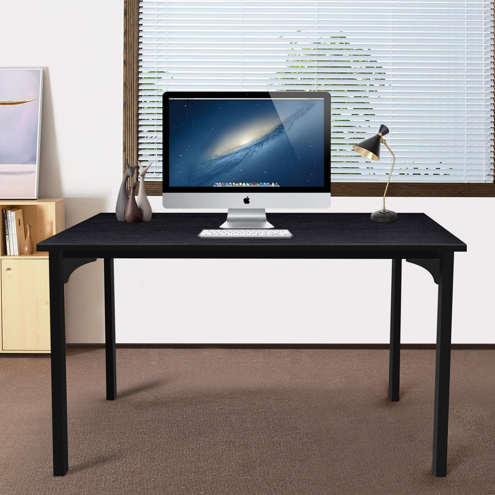 Simple Deluxe 47 Inch Home Office Computer Desk - Sturdy Black Study Desk for Work, Gaming & Writing | Perfect for Small Spaces, Dorm Rooms & Home Offices