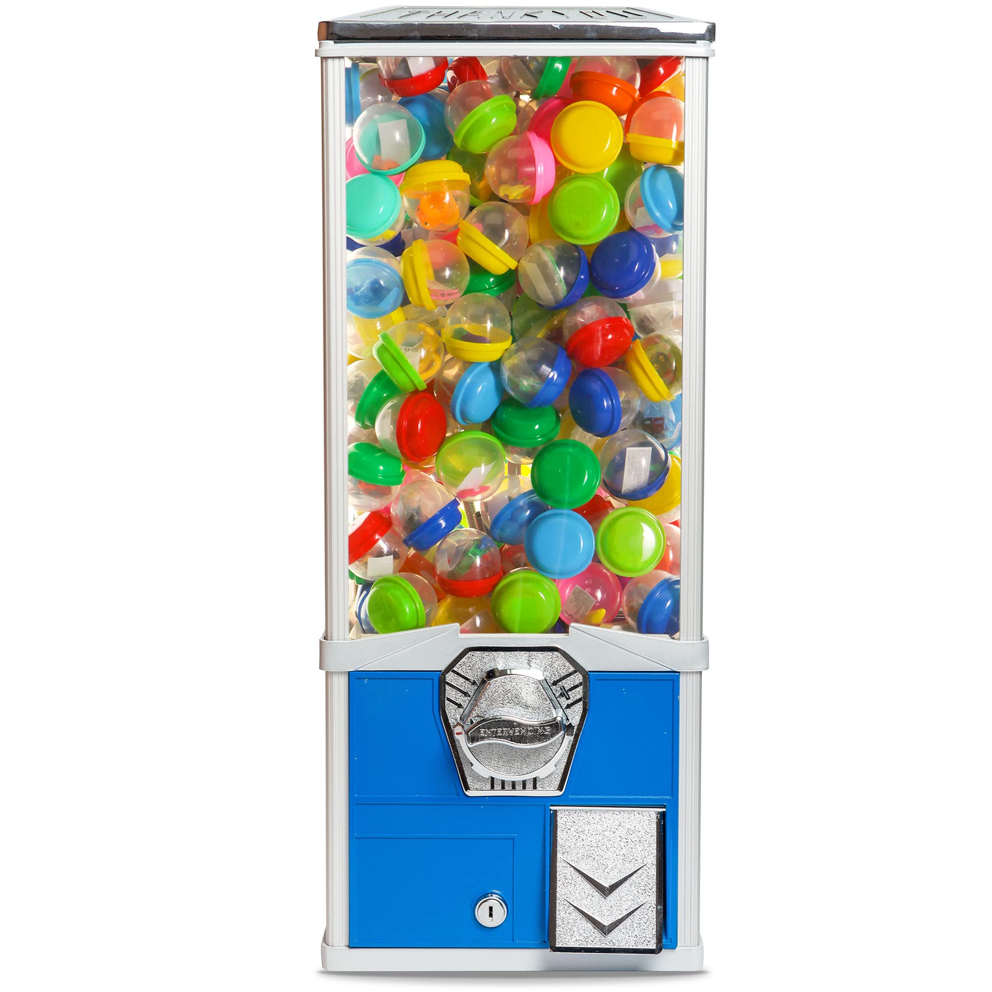 Commercial Vending Machine for 2 Inch Round Capsules - Prize & Gumball Dispenser with Big Capsule Capacity - Blue | Perfect for Arcades, Malls, and Retail Stores